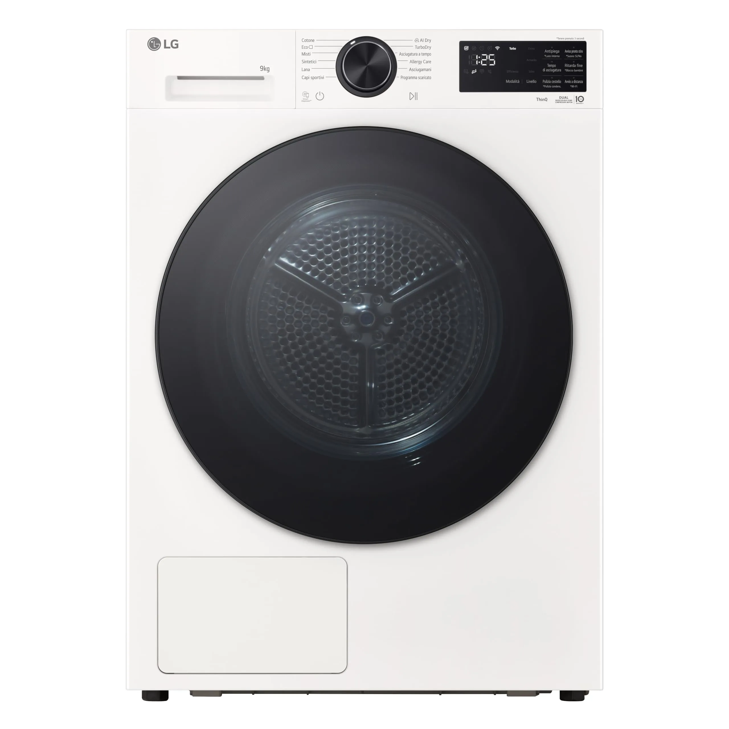 LG RNX5009NWWB Asciugatrice 9kg Pompa di Calore Dual Inverter, Classe B, AI Dry, Wi-Fi, Serie X5, Essence White - immagine 1