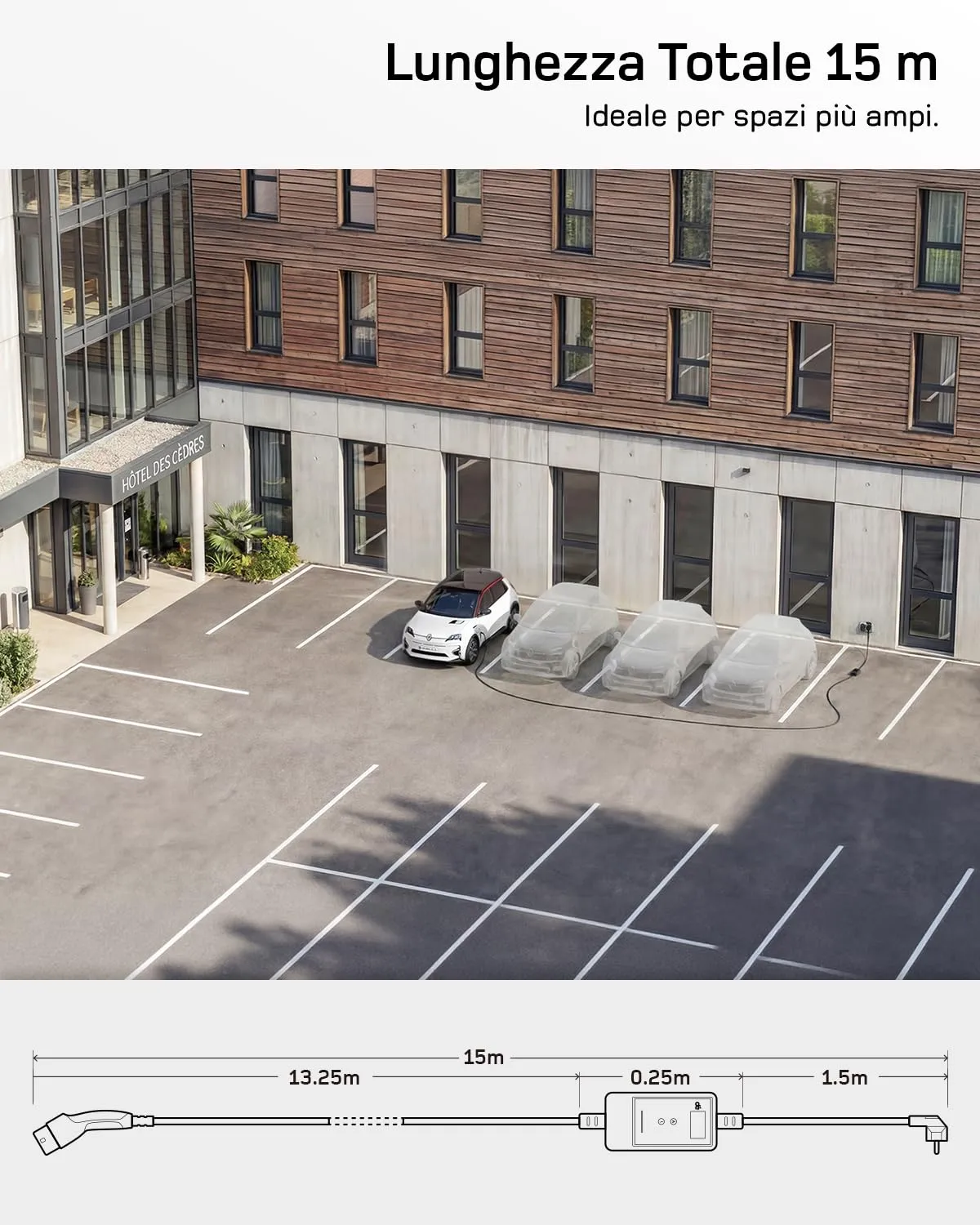 dé Carichino Colonnina di Ricarica Auto Elettrica 3,7kW 15m 6-16A Schuko APP - immagine 6