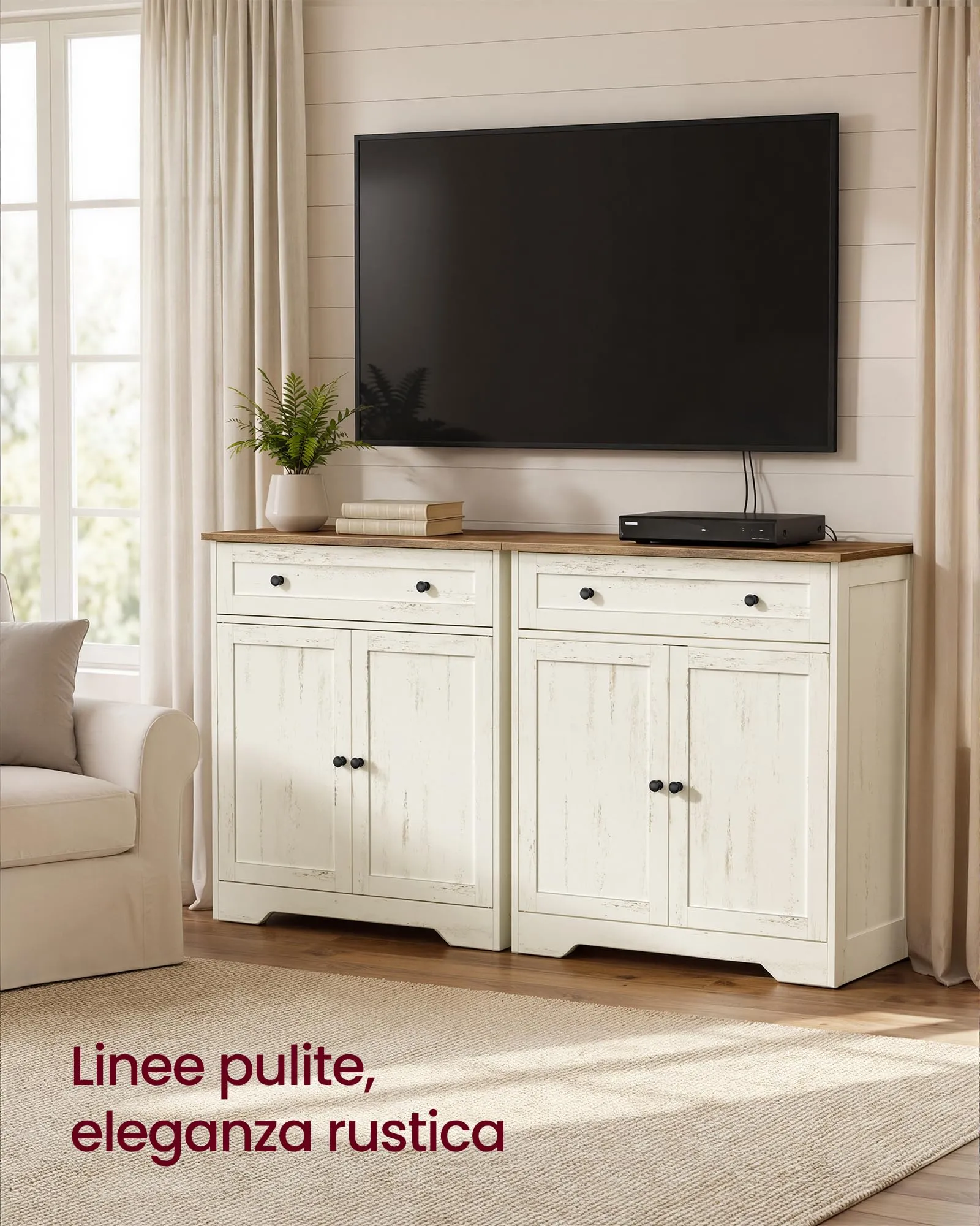 VASAGLE Siren Credenza Madia, Mobile Soggiorno in Truciolato e MDF, 72 x 40 x 80 cm, Bianco Nuvola, LSC521WJ01 - immagine 7