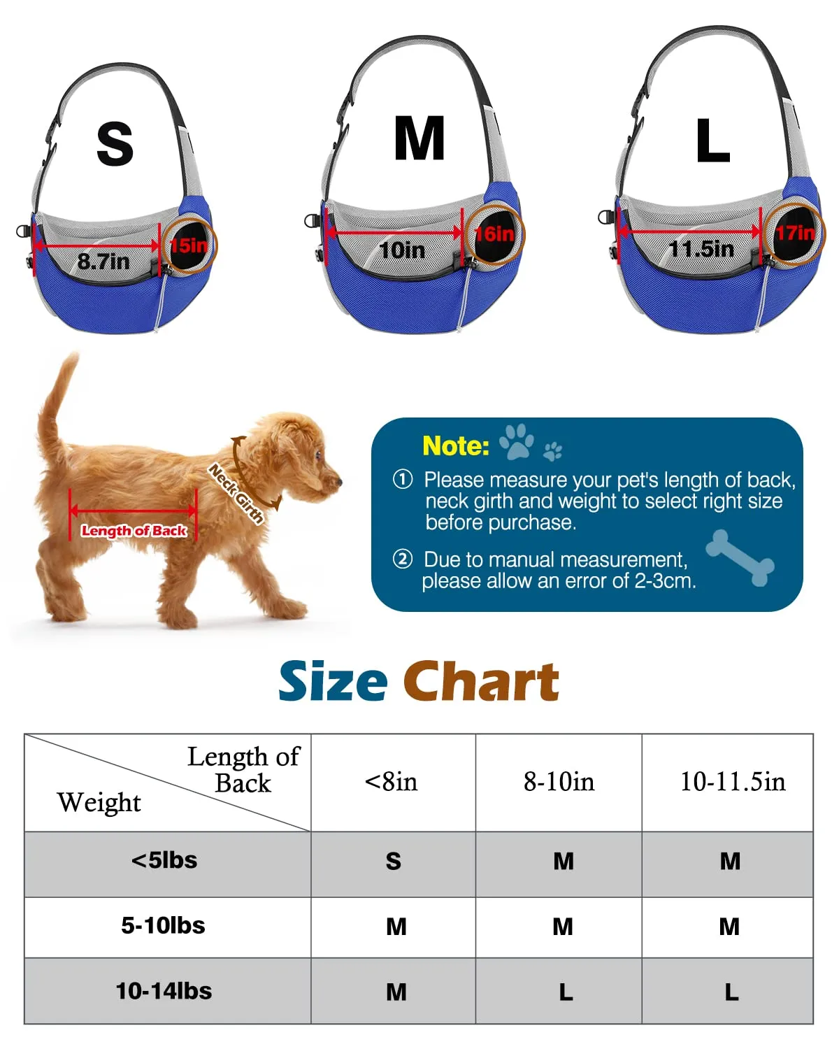 Pawaboo Trasportino per Cani Piccoli e Gatti, Taglia M, Blu - immagine 2
