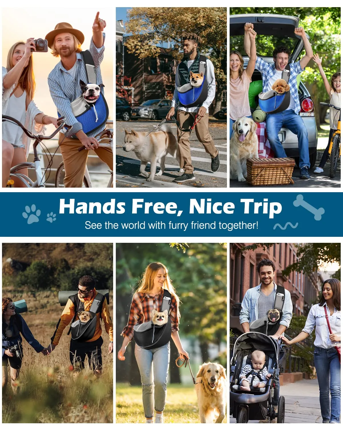Pawaboo Trasportino per Cani Piccoli e Gatti, Taglia M, Blu - immagine 7