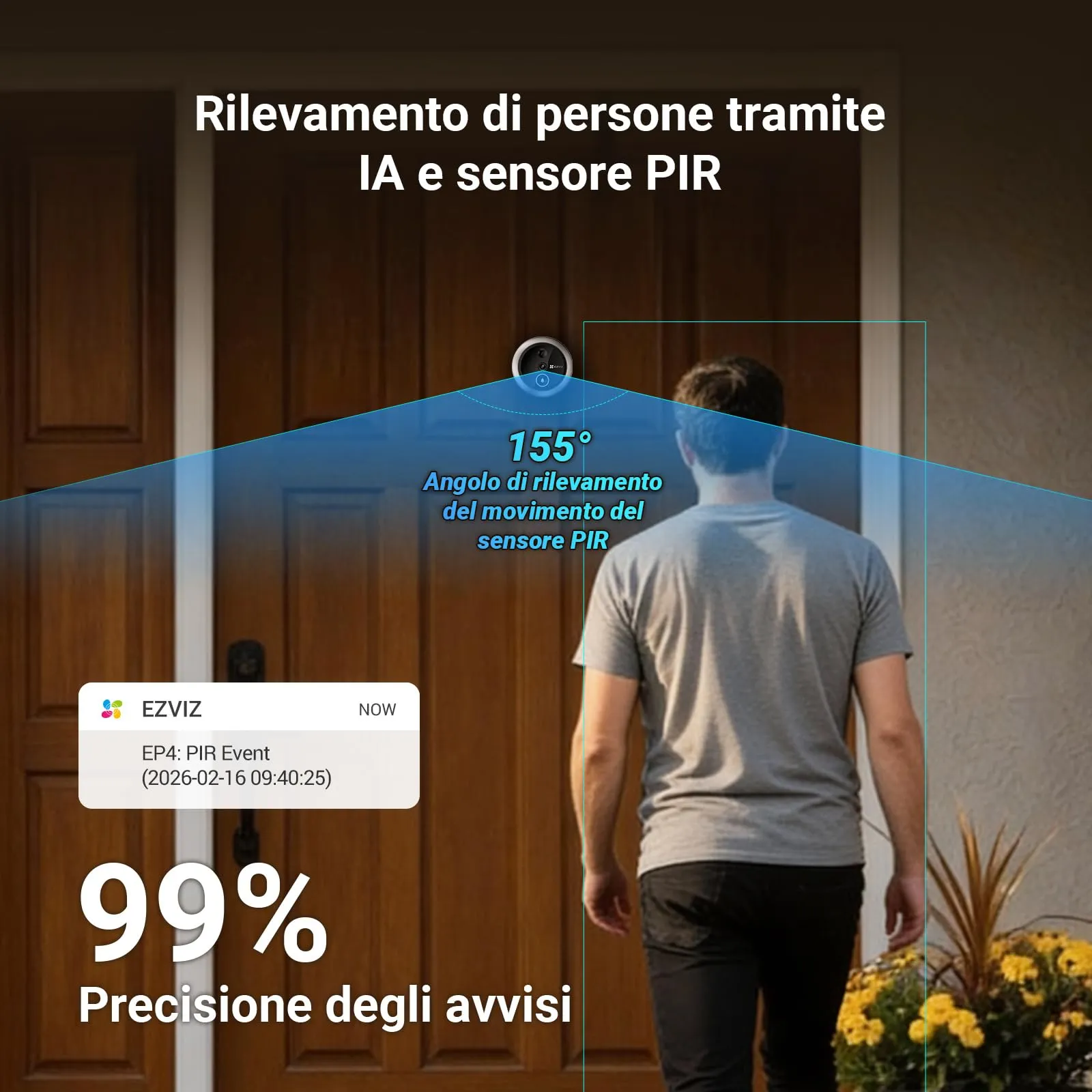 EZVIZ EP4 Spioncino Digitale WiFi 4K, Schermo Touch 5,5", Argento - immagine 4