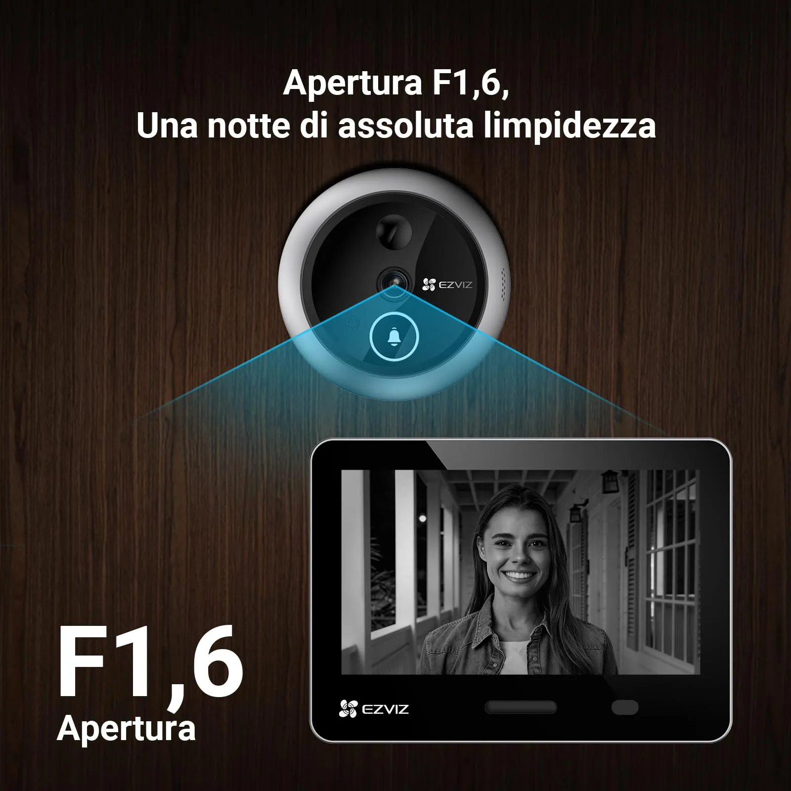 EZVIZ EP4 Spioncino Digitale WiFi 4K, Schermo Touch 5,5", Argento - immagine 5