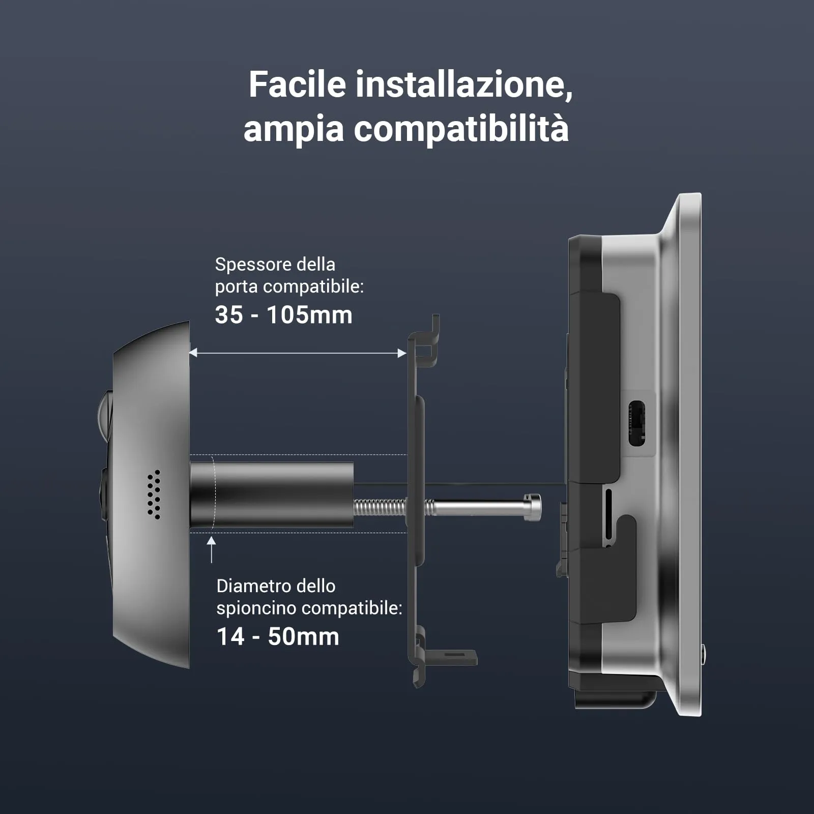 EZVIZ EP4 Spioncino Digitale WiFi 4K, Schermo Touch 5,5", Argento - immagine 11