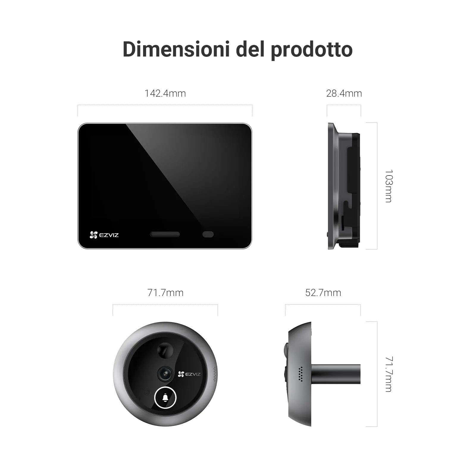 EZVIZ EP4 Spioncino Digitale WiFi 4K, Schermo Touch 5,5", Argento - immagine 12