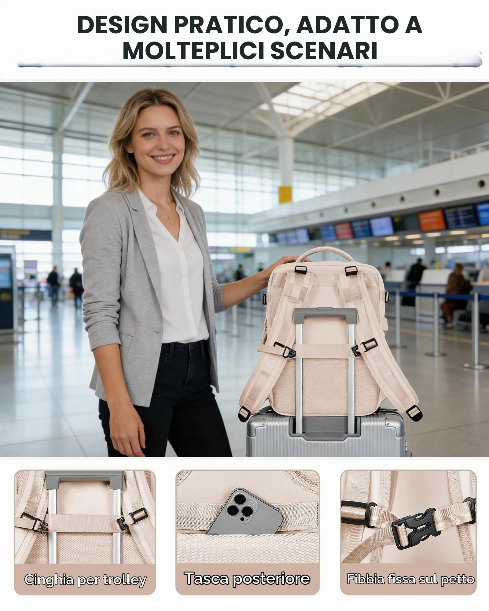BJLFS Zaino da Viaggio Ryanair 40x30x20 Sottovuoto con Pompa - immagine 6