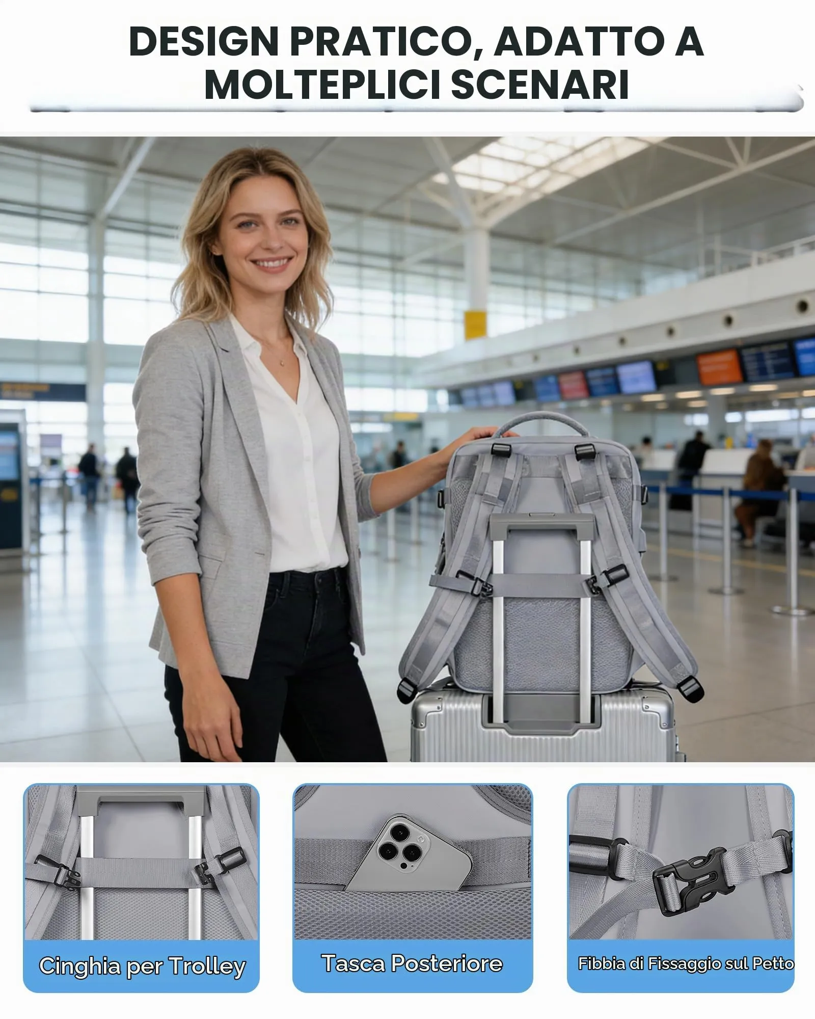 BJLFS Zaino da Viaggio Ryanair 40x30x20 Sottovuoto con Pompa - immagine 6