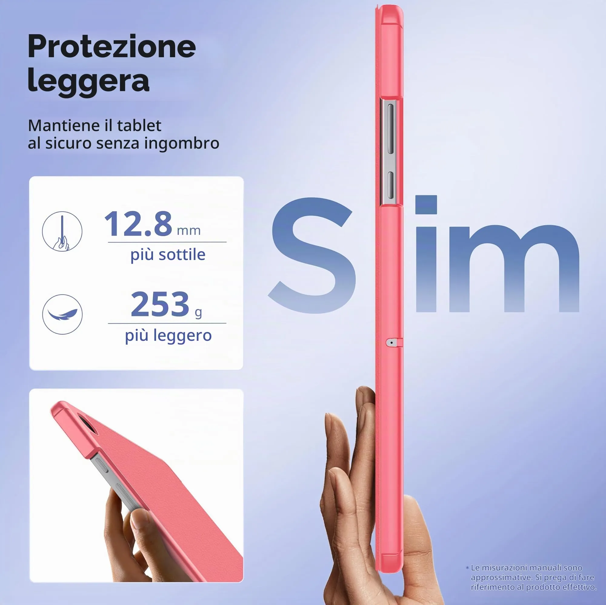 EasyAcc Custodia Cover per Samsung Galaxy Tab A11+ Plus/A9+ 11 Pollici (2025) SM-X236B/SM-X230 - Rosa Anguria - immagine 4