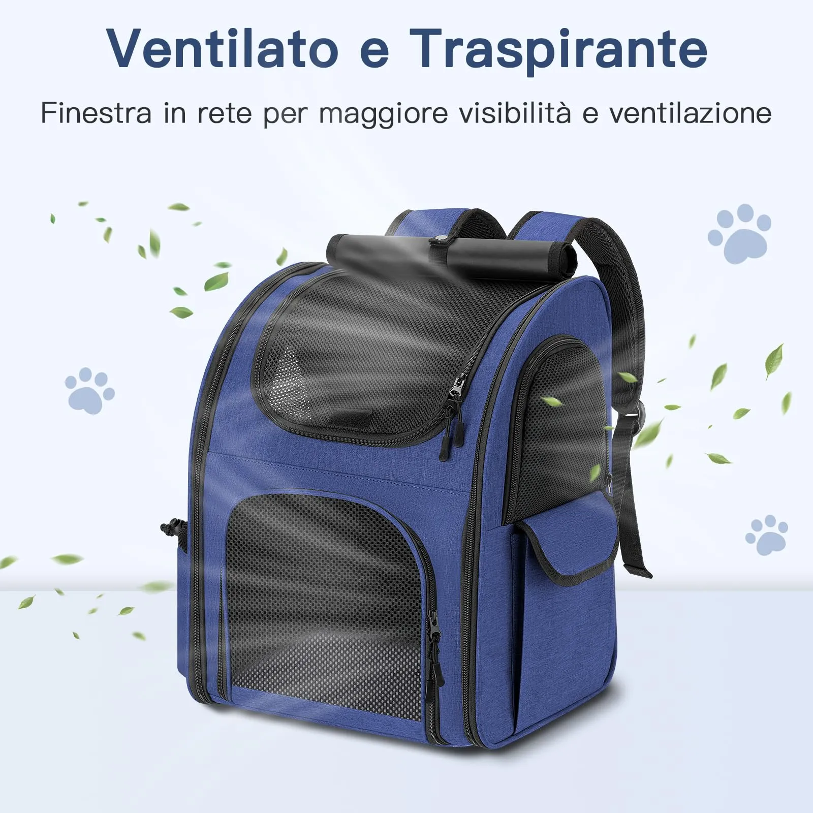 Quirlig Zaino Trasportino per Cani e Gatti fino a 10 kg, Blu - immagine 6