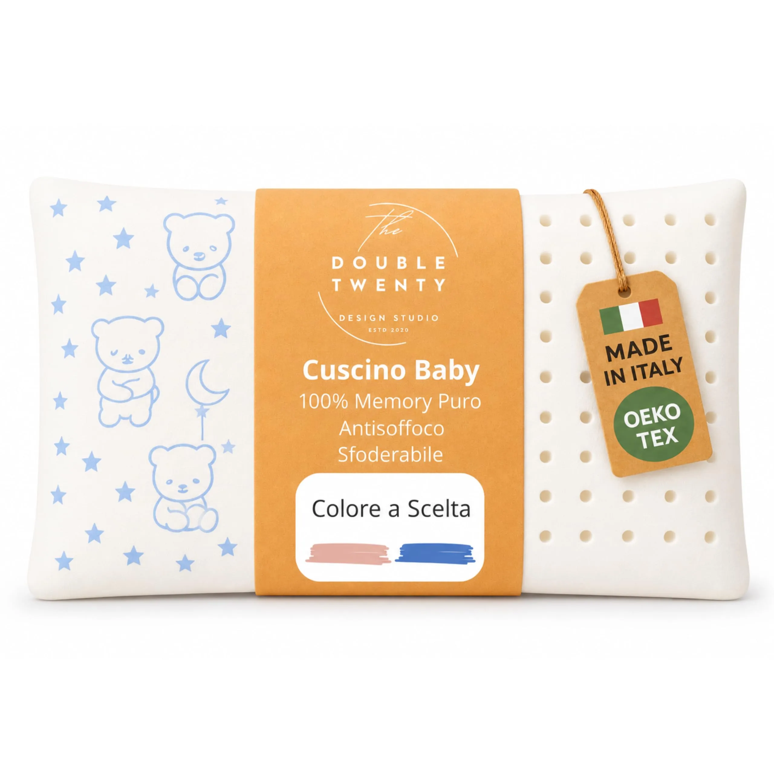 The Double Twenty Cuscino Letto Bambino 40x60 cm Altezza Regolabile in Cotone Antibatterico Antiallergico Antiacaro - immagine 8