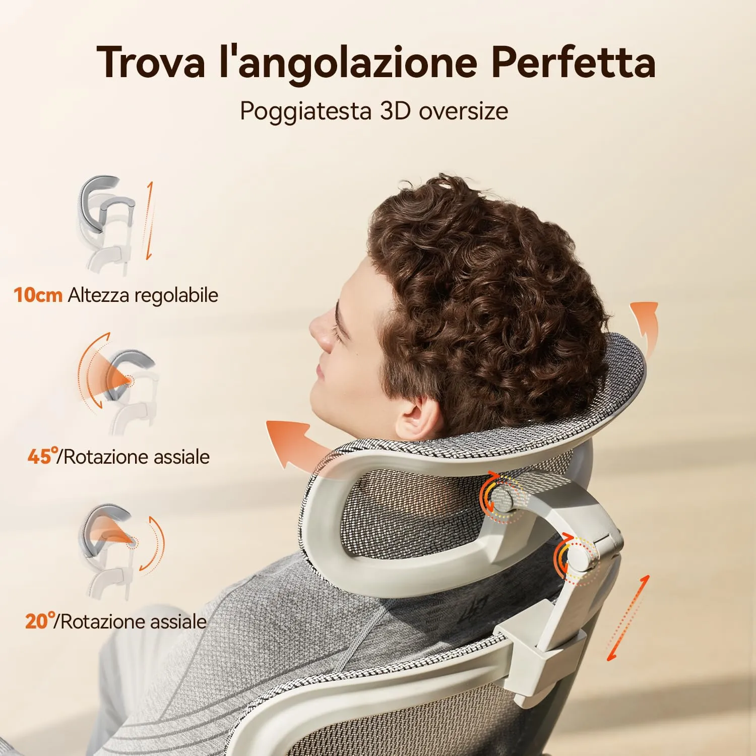 SIHOO B100 Pro Sedia Ufficio Ergonomica con Poggiapiedi e Supporto Lombare 4D, Bianco - immagine 6