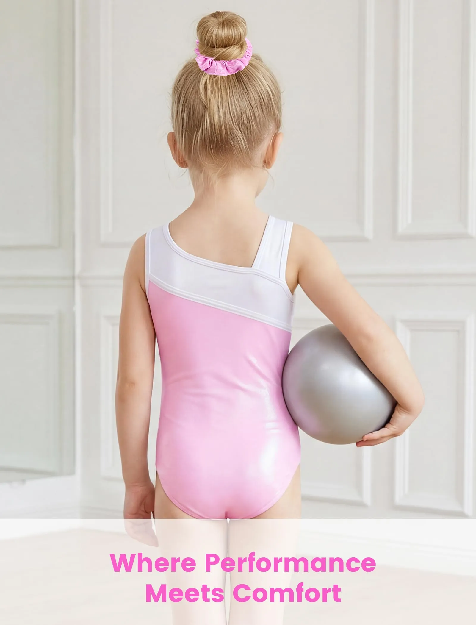 Gogokids Tuta da Ginnastica 3 Pezzi per Bambina, Body Senza Maniche con Shorts e Fascia, Blu e Viola, Taglia 140 (9-10 Anni) - immagine 6