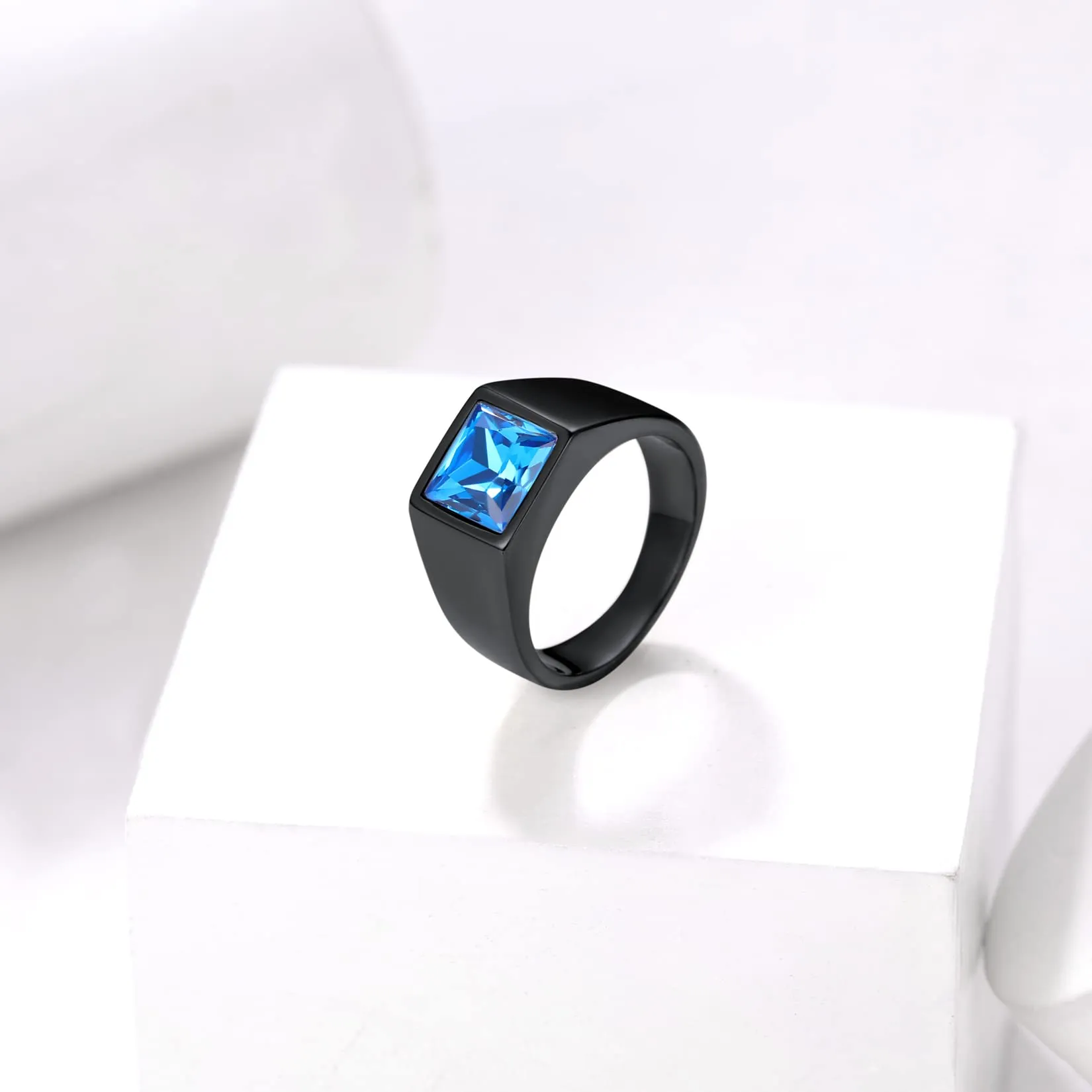 U7 Anello Uomo con Pietra Personalizzata 8mm in Acciaio Inossidabile - immagine 2