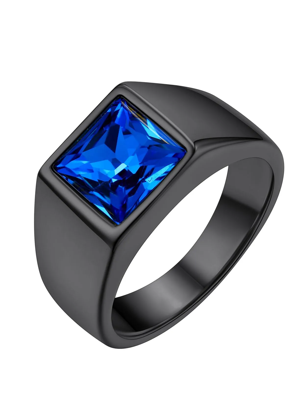 GoldChic Anello Uomo in Acciaio 316L Nero Zaffiro 8mm Misura 22 - immagine 1