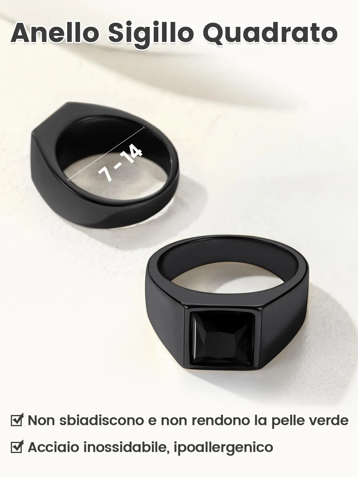 GoldChic Anello Uomo in Acciaio 316L con Ossidiana Nera 8mm Misura 32 - immagine 5