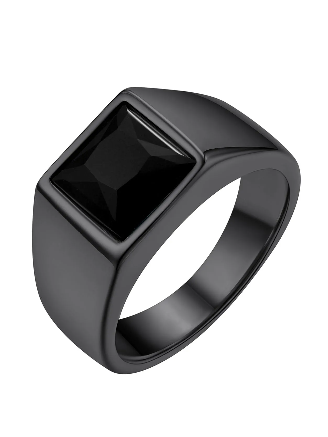 GoldChic Anello Uomo in Acciaio 316L con Ossidiana Nera 8mm Misura 22 - immagine 1