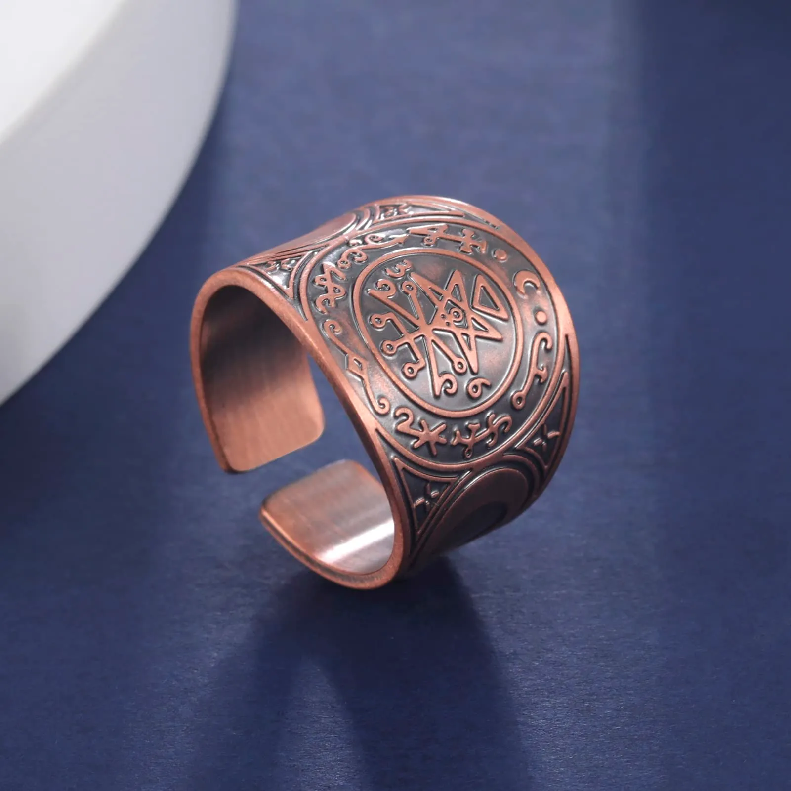 LIKGREAT Anello Sigillo di Lilith in Rame, Banda Gotica Pagana (Rosso) - immagine 4