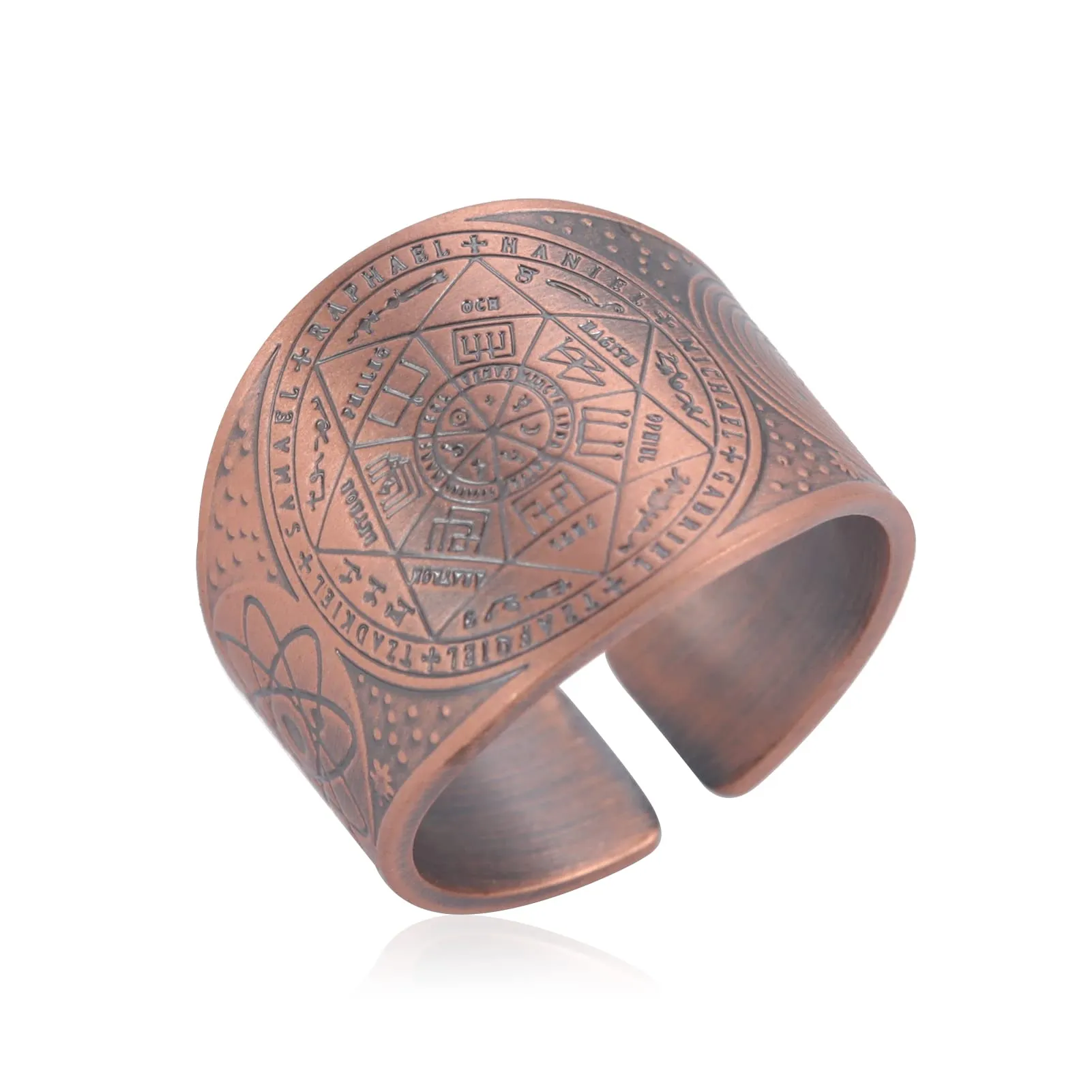 LIKGREAT Anello Sigillo dei Sette Arcangeli in Rame, Rosso - immagine 1