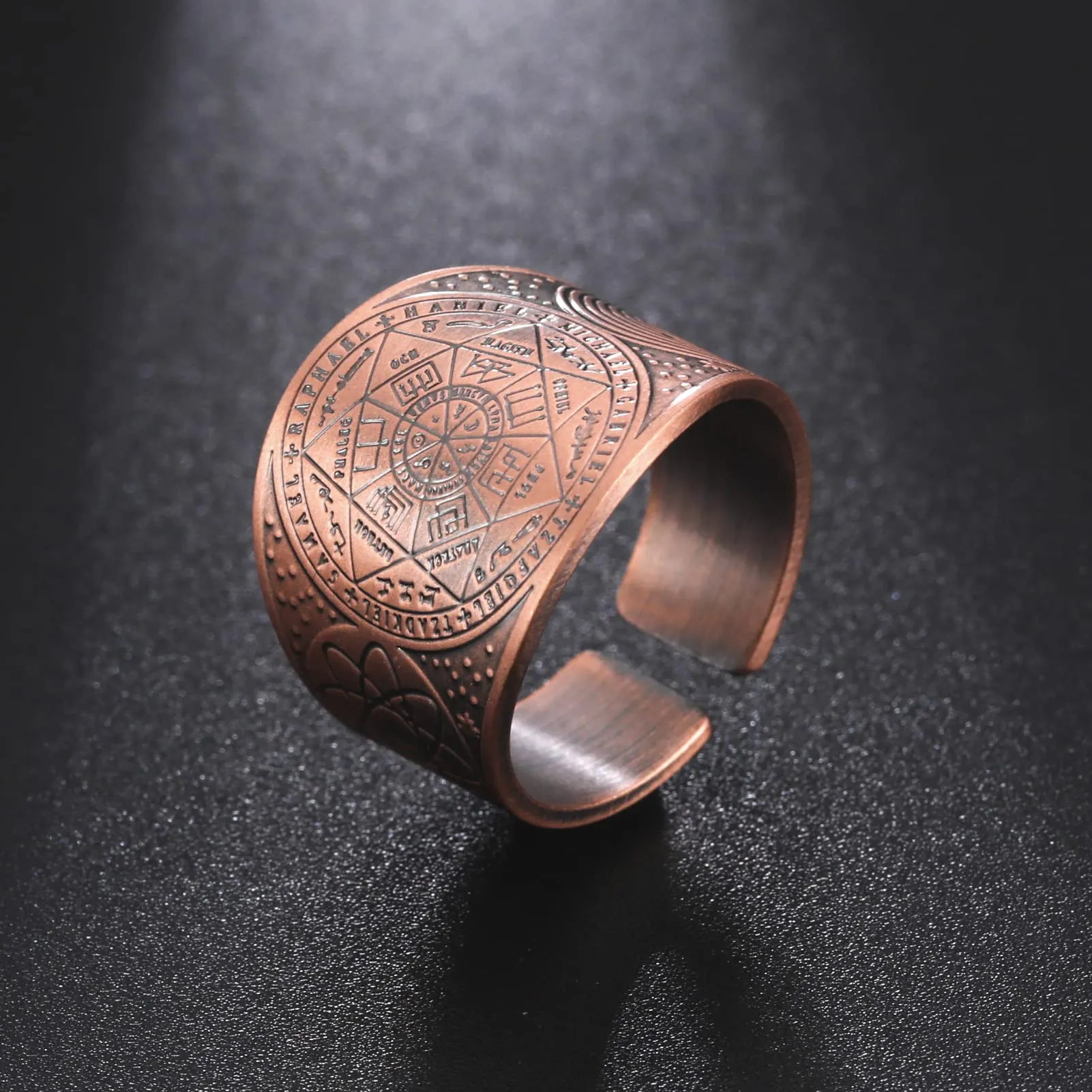 LIKGREAT Anello Sigillo dei Sette Arcangeli in Rame, Rosso - immagine 3