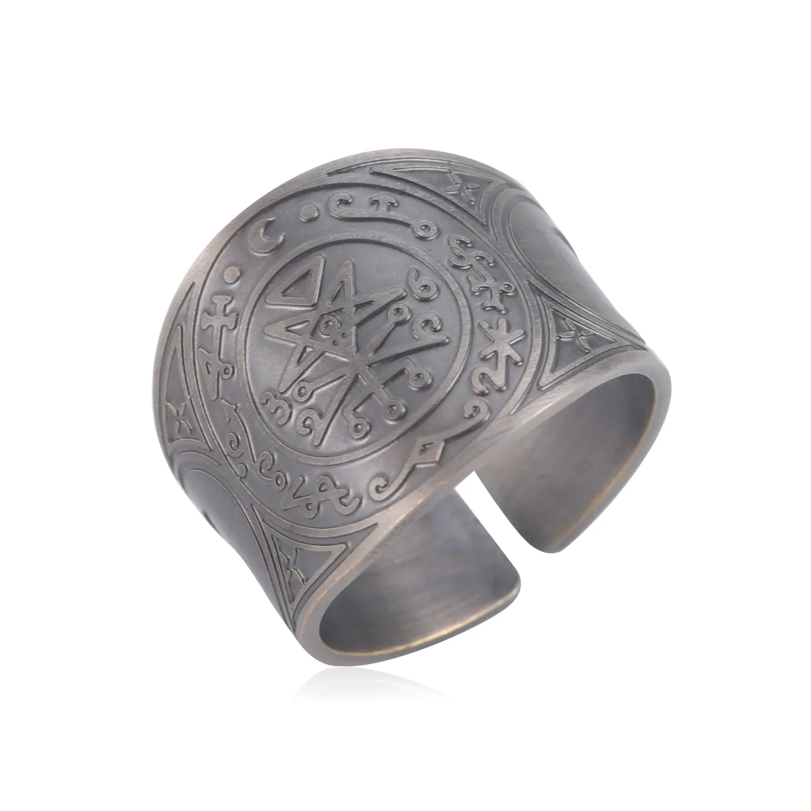 LIKGREAT Anello Sigillo di Lilith in Rame, Banda Gotica Aperta (Argento) - immagine 1
