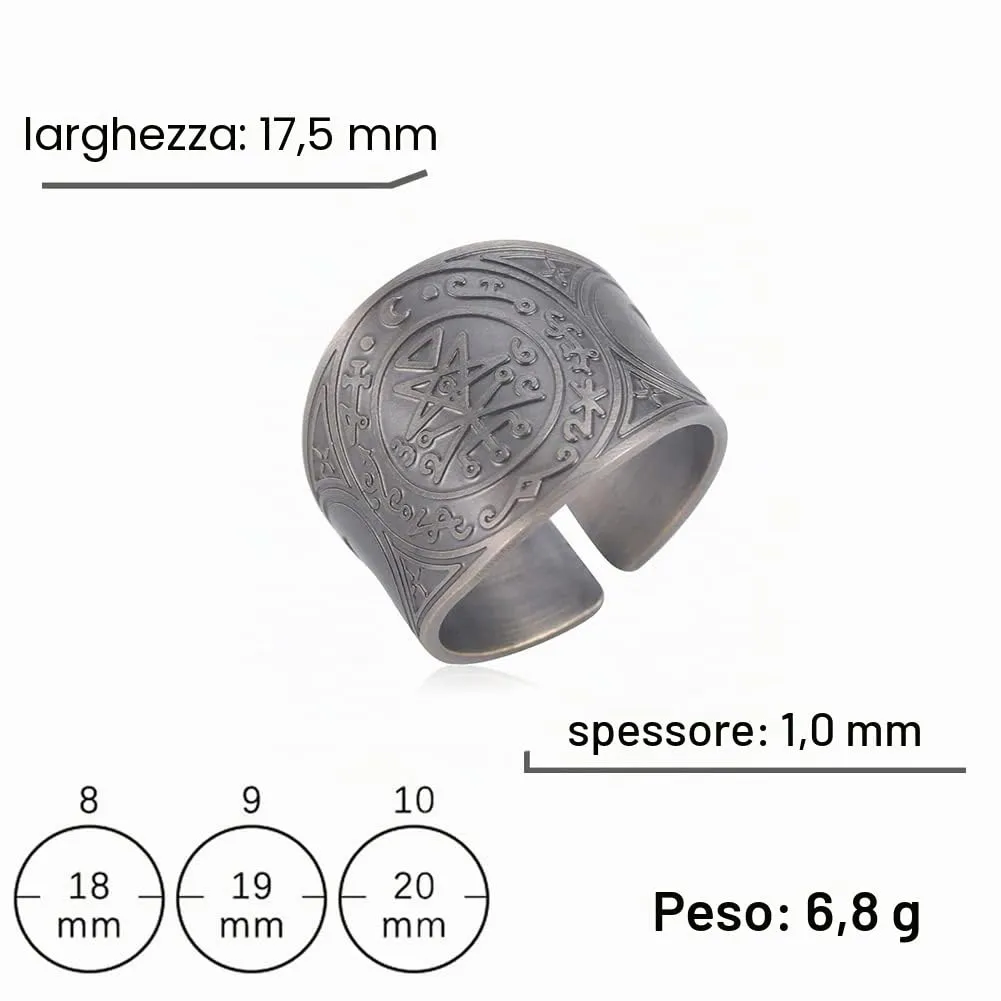 LIKGREAT Anello Sigillo di Lilith in Rame, Banda Gotica Aperta (Argento) - immagine 2