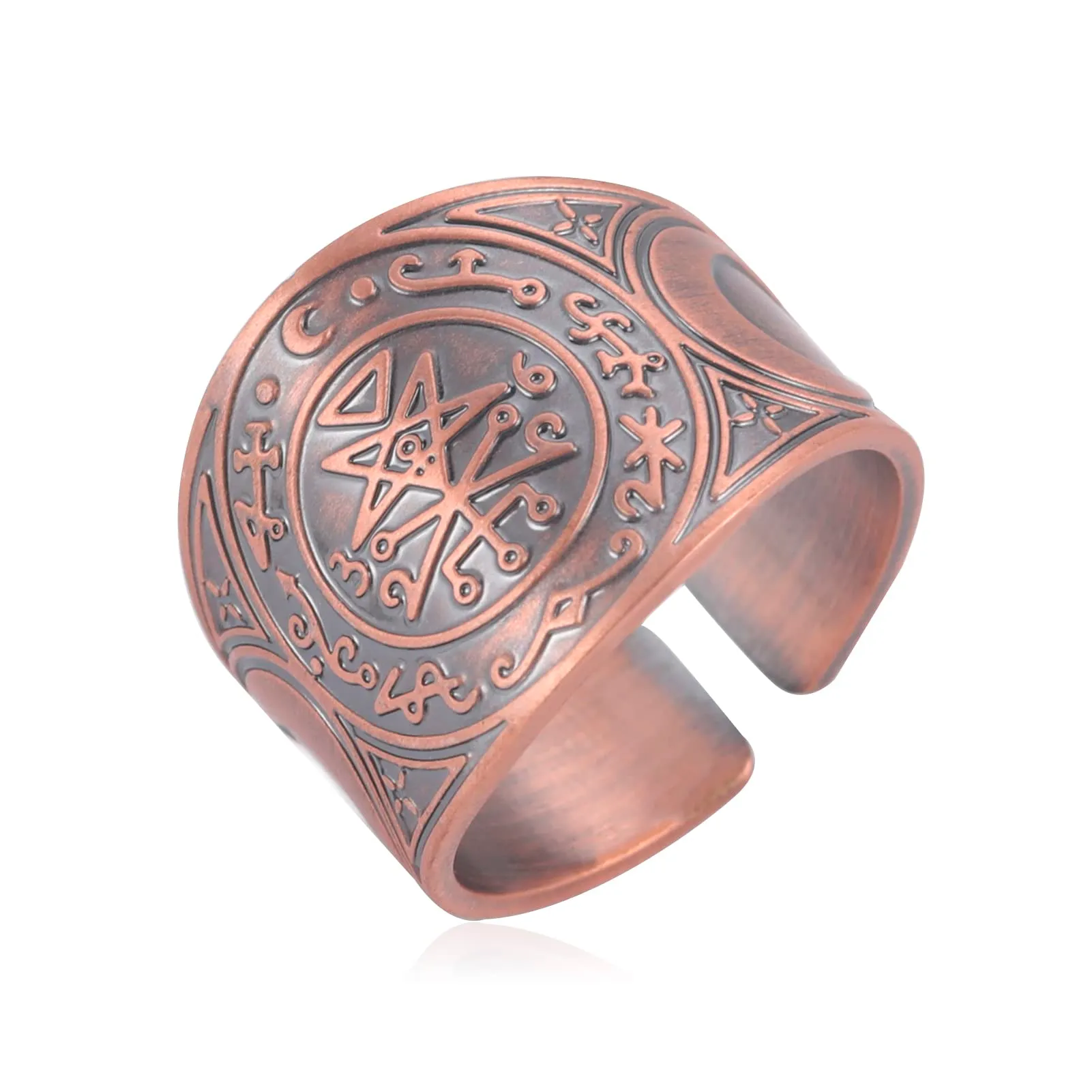 LIKGREAT Anello Sigillo di Lilith in Rame, Banda Gotica Pagana (Rosso) - immagine 1