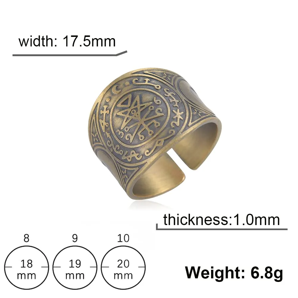 LIKGREAT Anello Sigillo di Lilith in Rame, Banda Gotica Aperta, Bronze - immagine 2