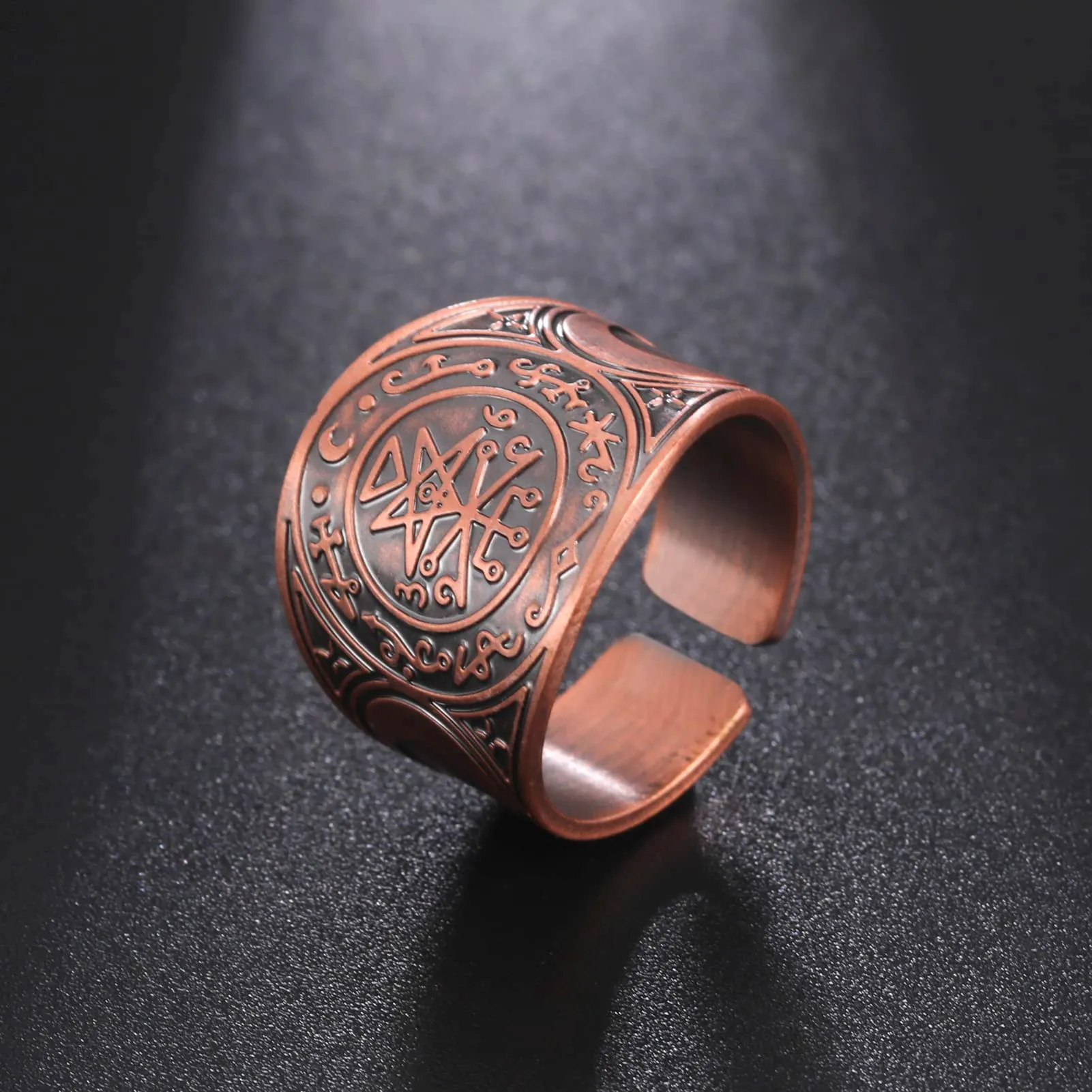 LIKGREAT Anello Sigillo di Lilith in Rame, Banda Gotica Pagana per Donne (Rosso) - immagine 3