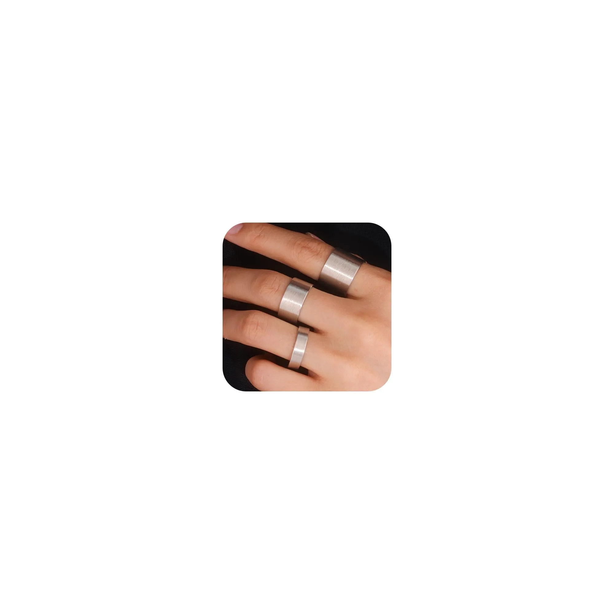 ALEXCRAFT Anelli Argento Regolabili per Uomo e Donna, 10mm - immagine 4