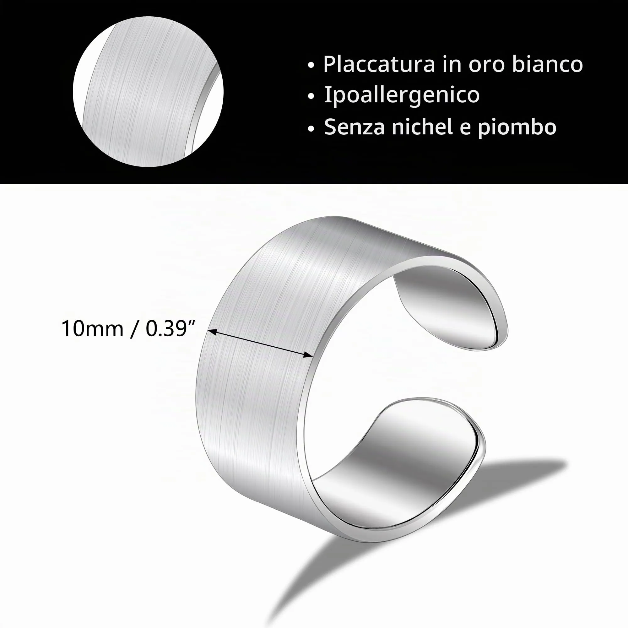 ALEXCRAFT Anelli Argento Regolabili per Uomo e Donna, 10mm - immagine 6
