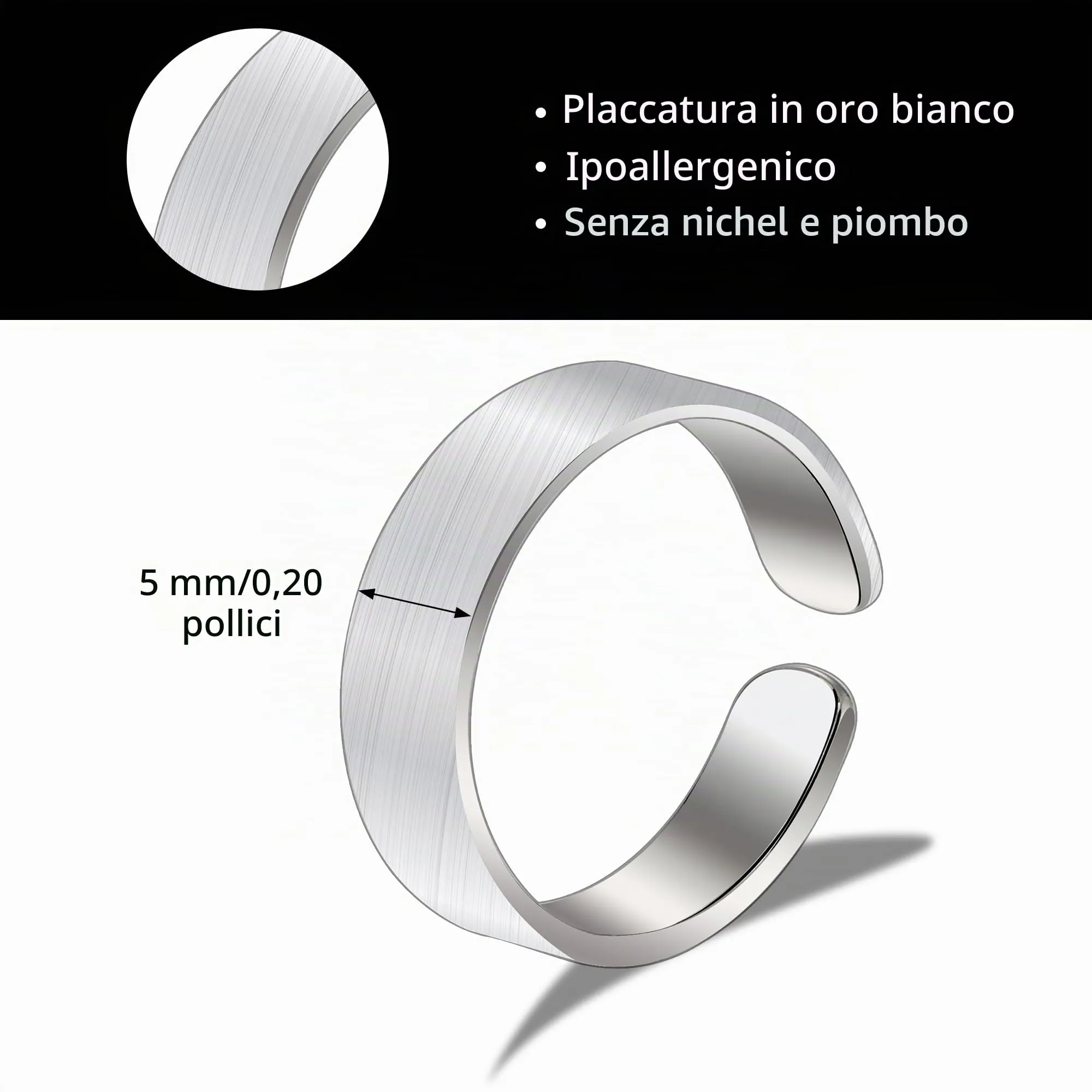 ALEXCRAFT Anelli Donna Uomo Argento 5mm Antistress - immagine 6