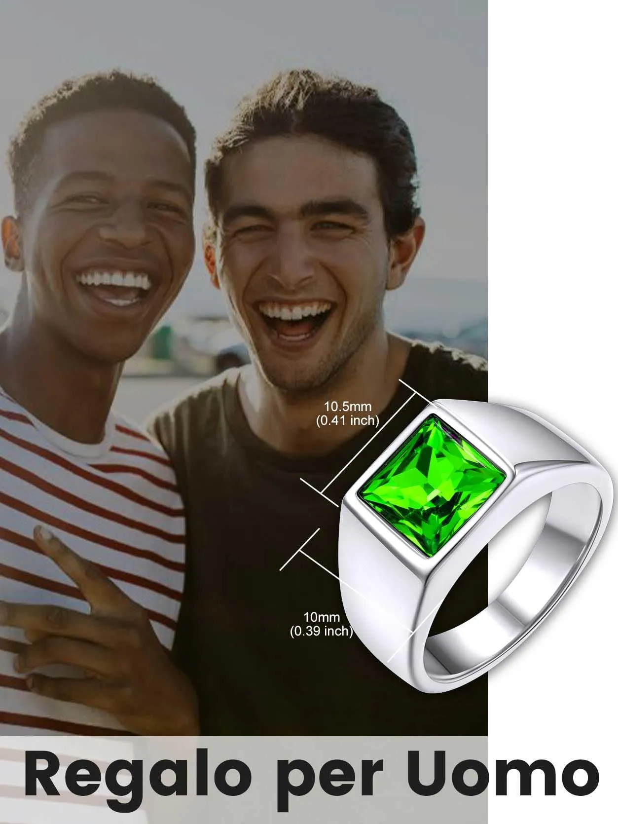 GoldChic Anello Pietra Portafortuna 12 Mesi Intarsio 3D Personalizzato 62mm - immagine 5