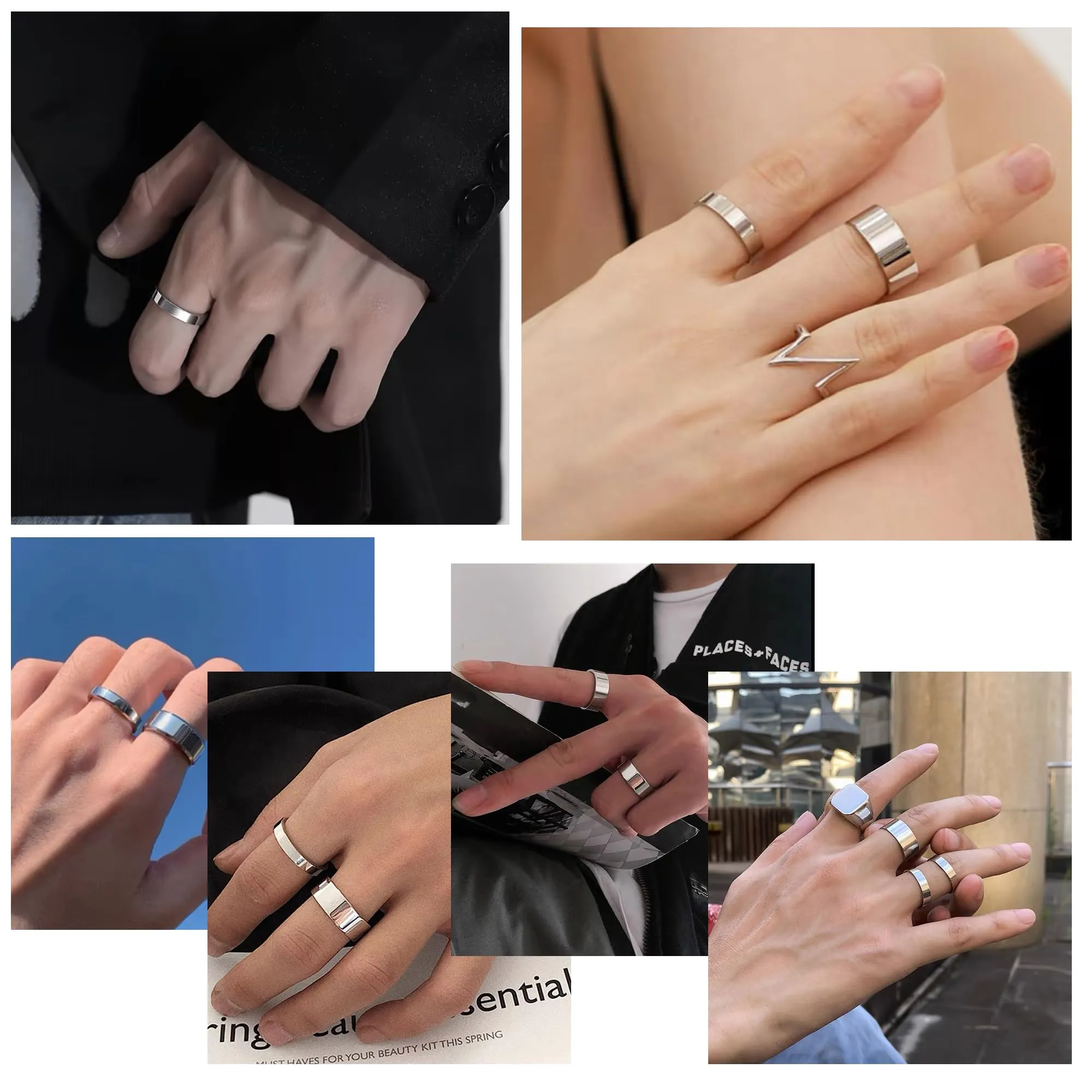 ALEXCRAFT Anello Argento Regolabile 5mm Unisex - immagine 4