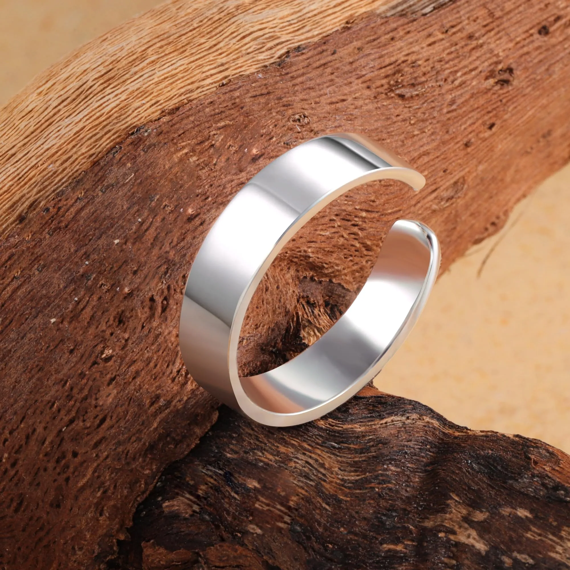 ALEXCRAFT Anello Argento Regolabile 5mm Unisex - immagine 6