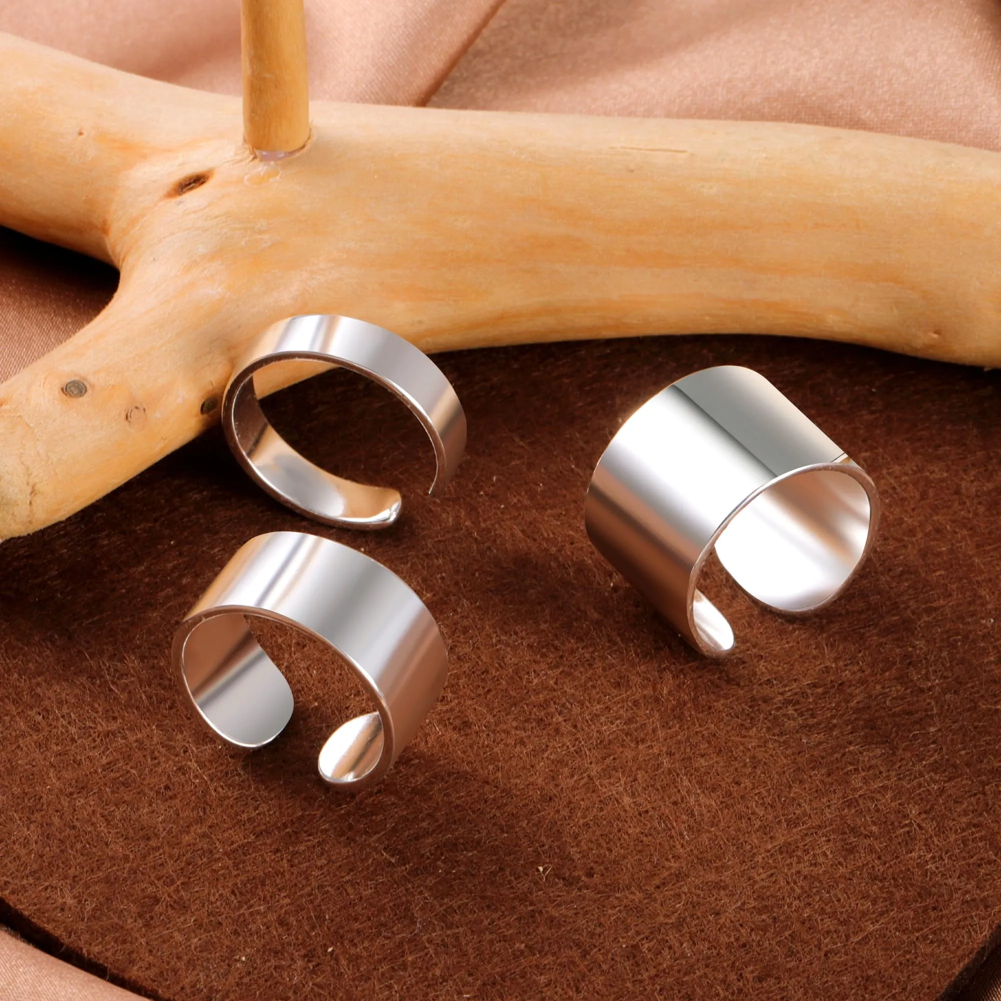ALEXCRAFT Anelli Uomo Donna Argento Regolabili 15mm Mignolo Pollice - immagine 5