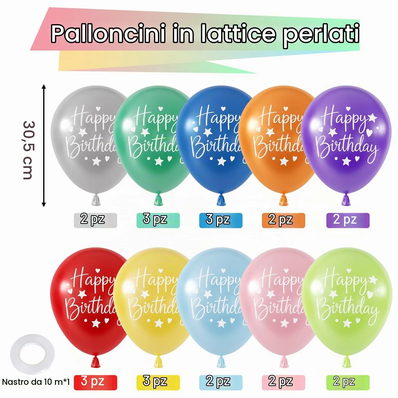 fairymaiden Kit Palloncini Compleanno, 24 Pezzi, 12 pollici - immagine 2