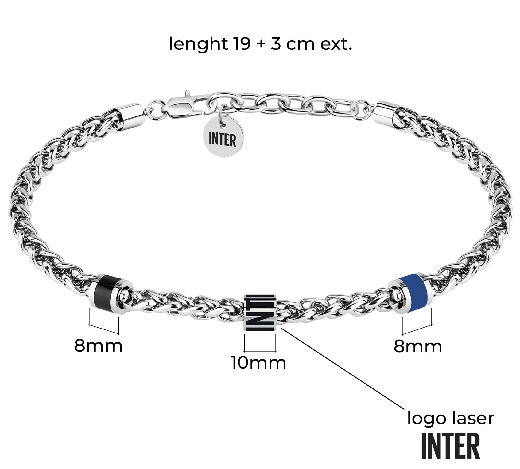 Clondo Bracciale Inter in Acciaio - Chain Logo Minimal - immagine 3
