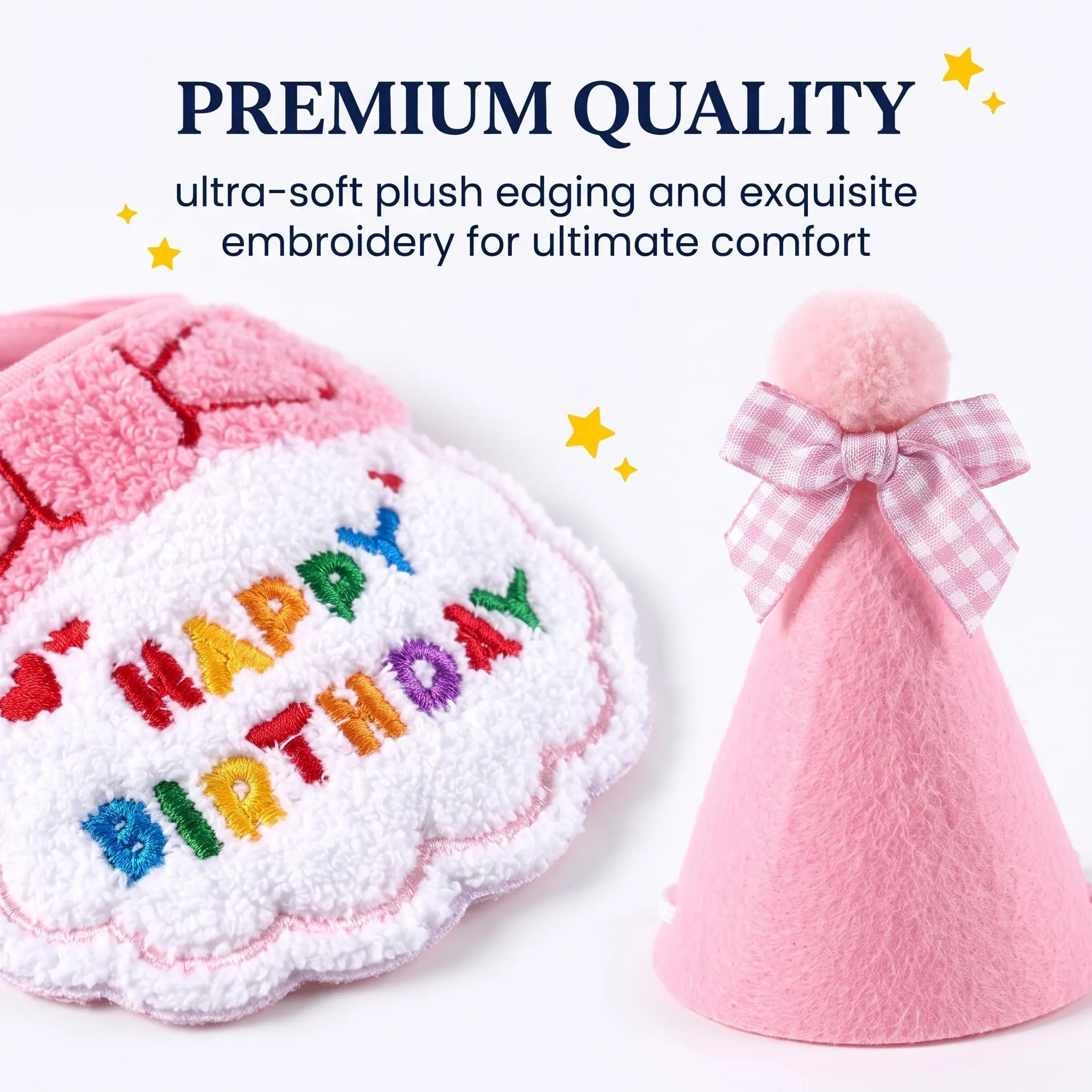 OIXEYA Set Compleanno Cane e Gatto 3 Pezzi, Cappellino, Bandana e Papillon, Rosa, Taglia M - immagine 2