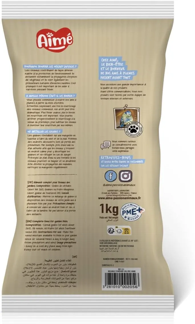Aimé Nature Mix+ Mélange de graines pour oiseaux de la nature, 1kg - immagine 2