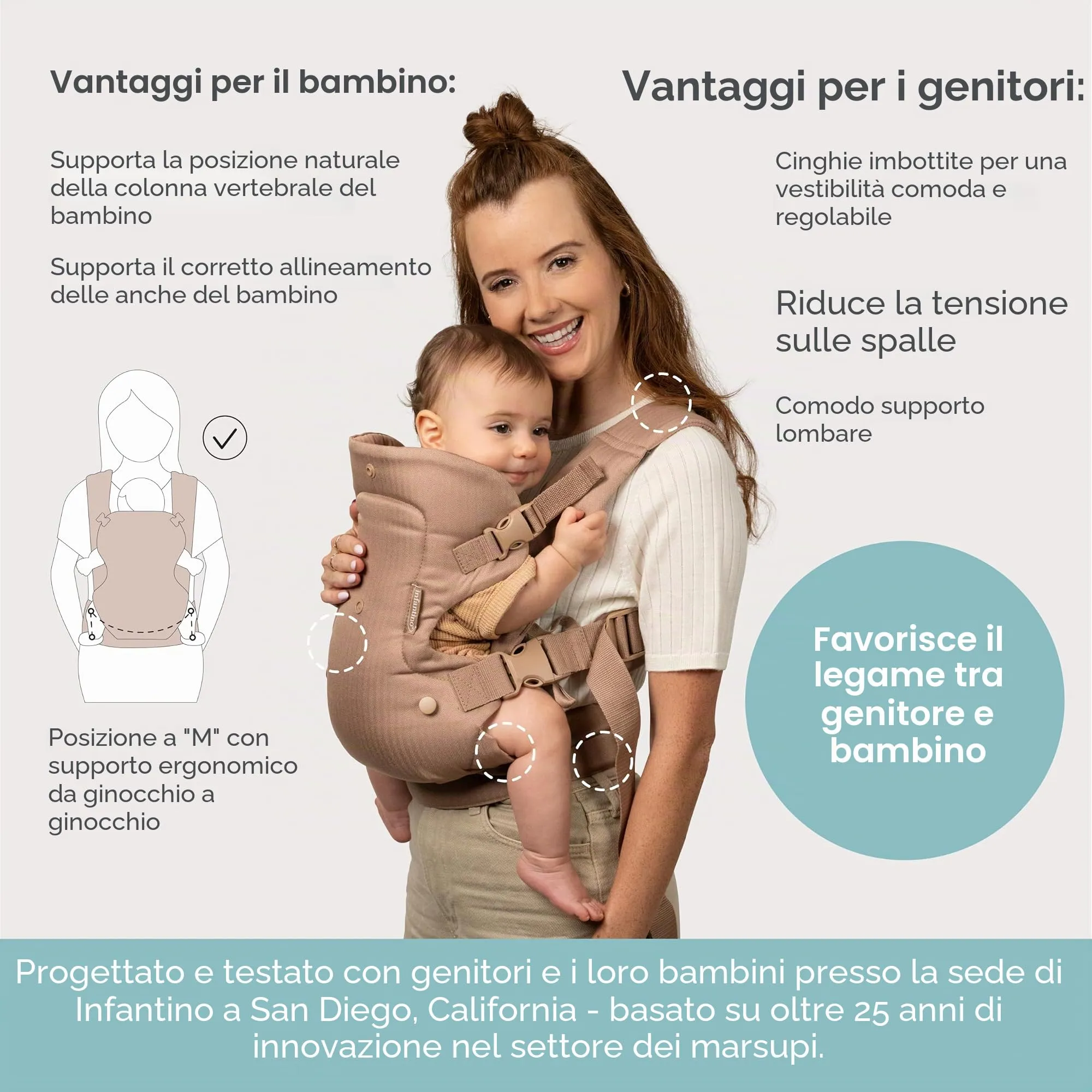 Infantino Flip Luxe Marsupio 4-in-1, 3,2–16 kg, Affogato - immagine 4