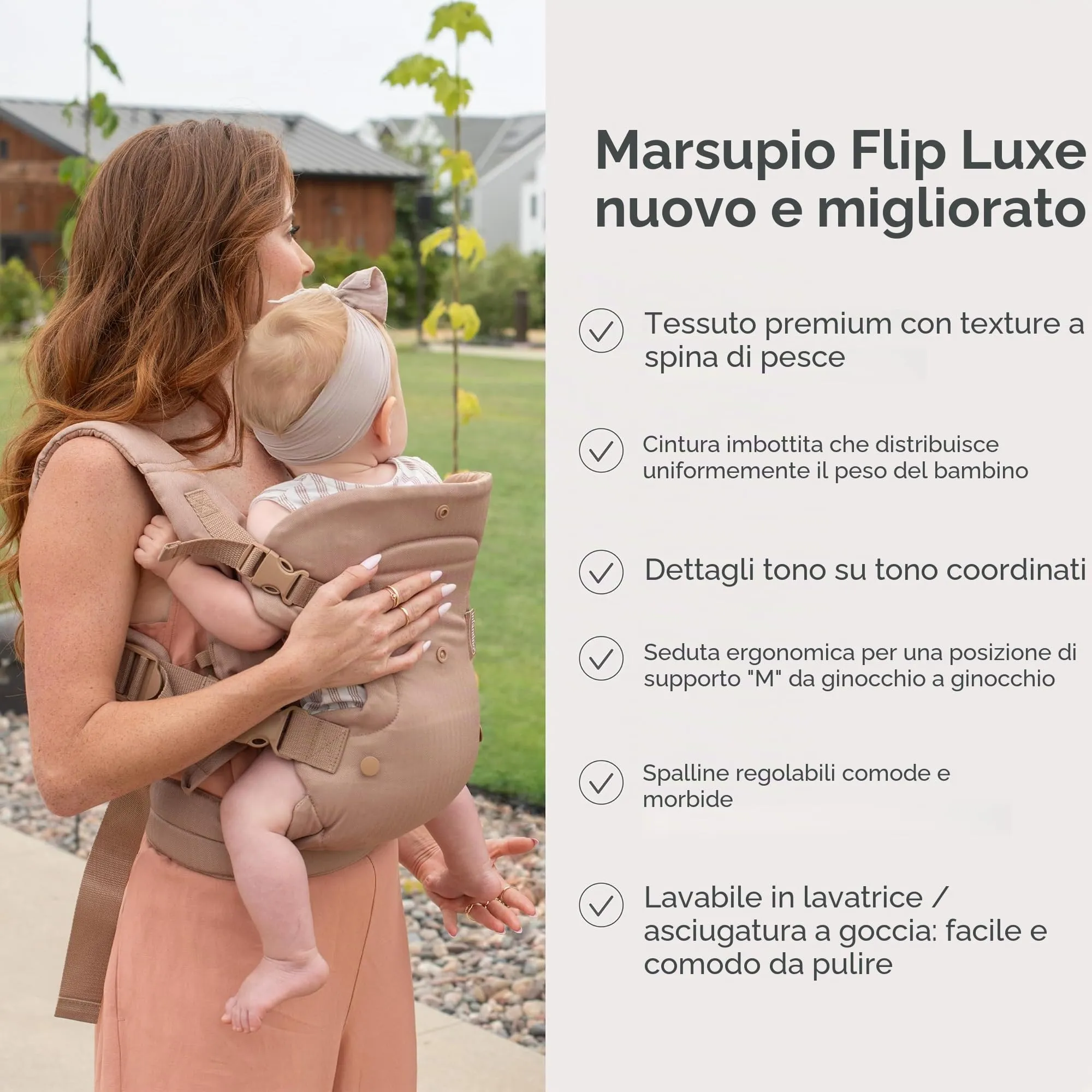 Infantino Flip Luxe Marsupio 4-in-1, 3,2–16 kg, Affogato - immagine 5