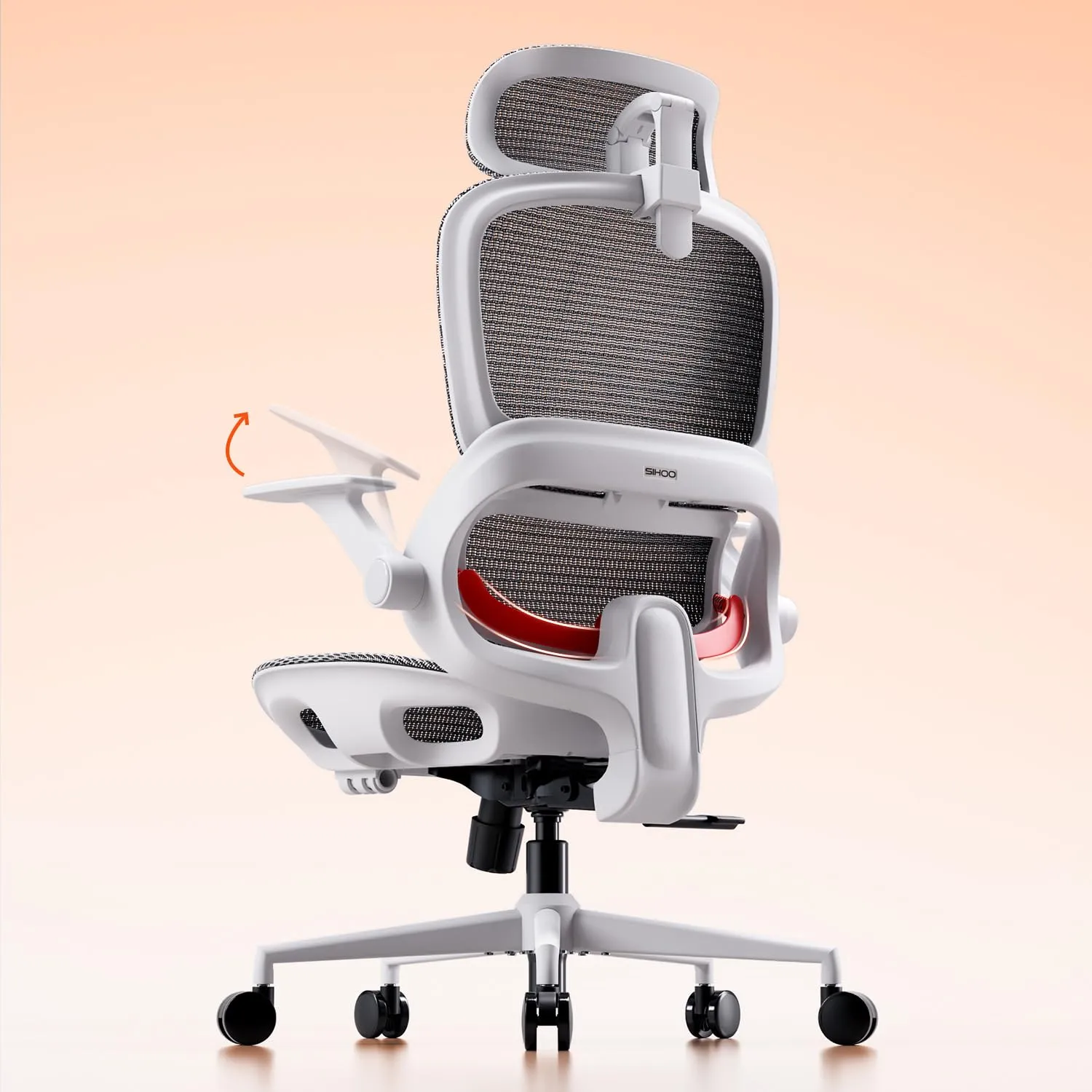 SIHOO B100 Sedia da Ufficio in Rete con Supporto Lombare Adattivo, 136kg, Bianco - immagine 1