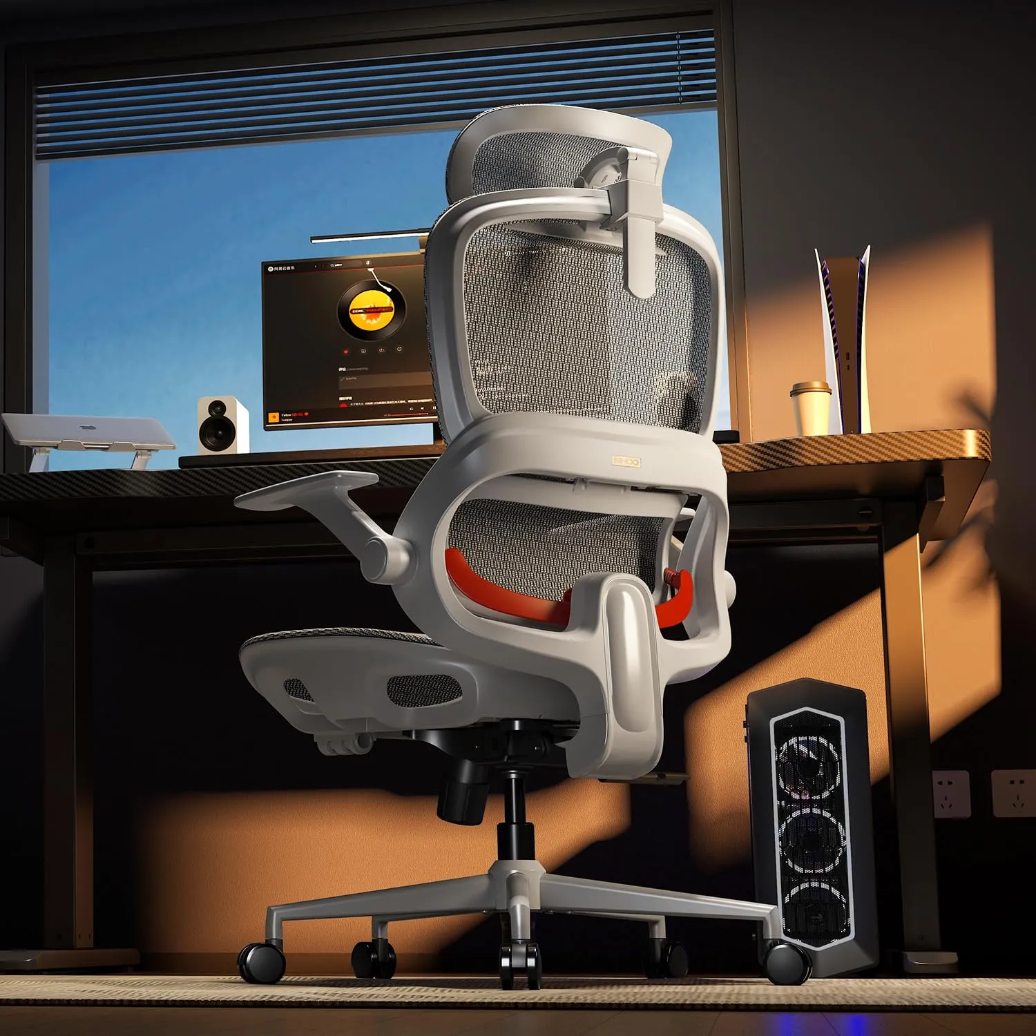 SIHOO B100 Sedia da Ufficio in Rete con Supporto Lombare Adattivo, 136kg, Bianco - immagine 2