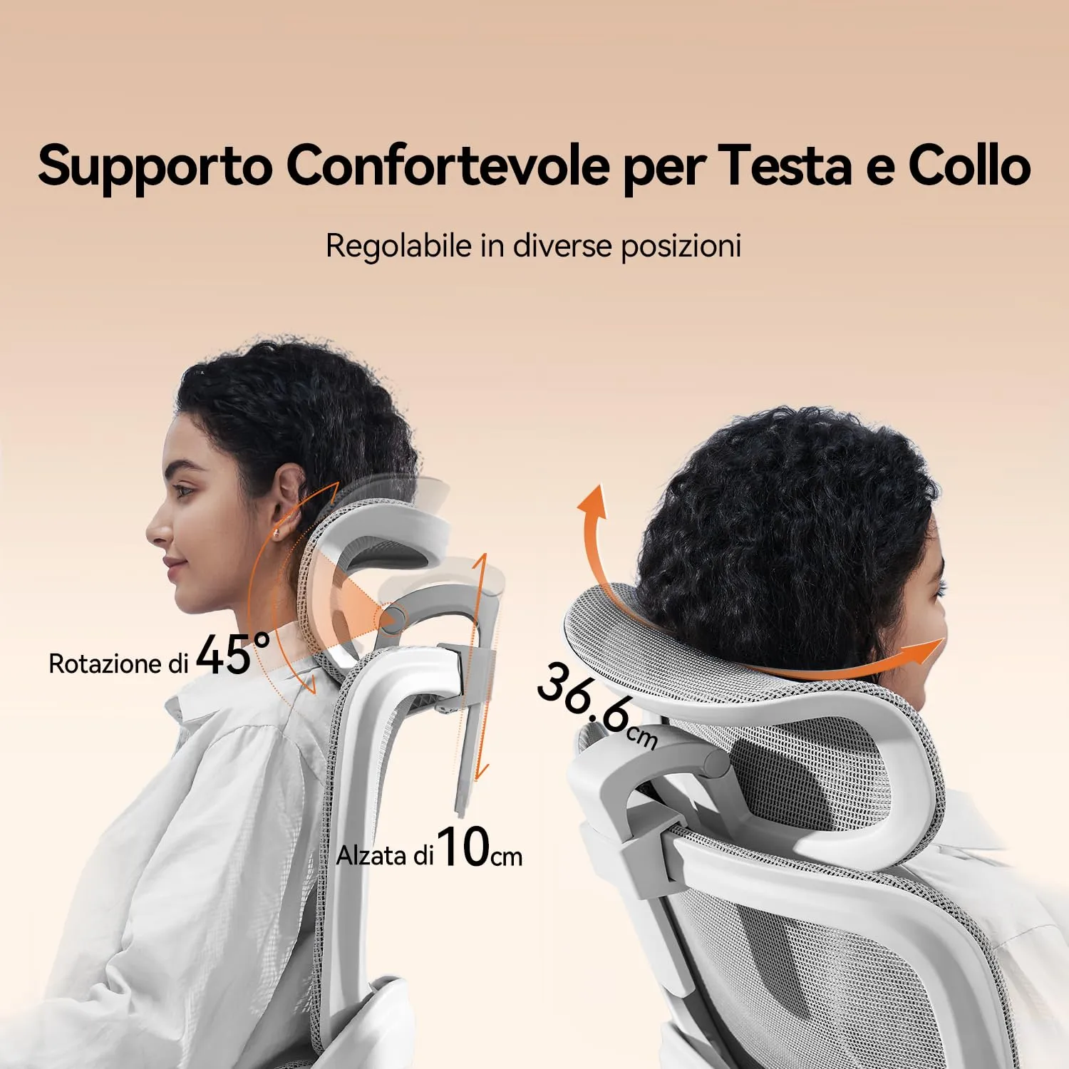 SIHOO B100 Sedia da Ufficio in Rete con Supporto Lombare Adattivo, 136kg, Bianco - immagine 8