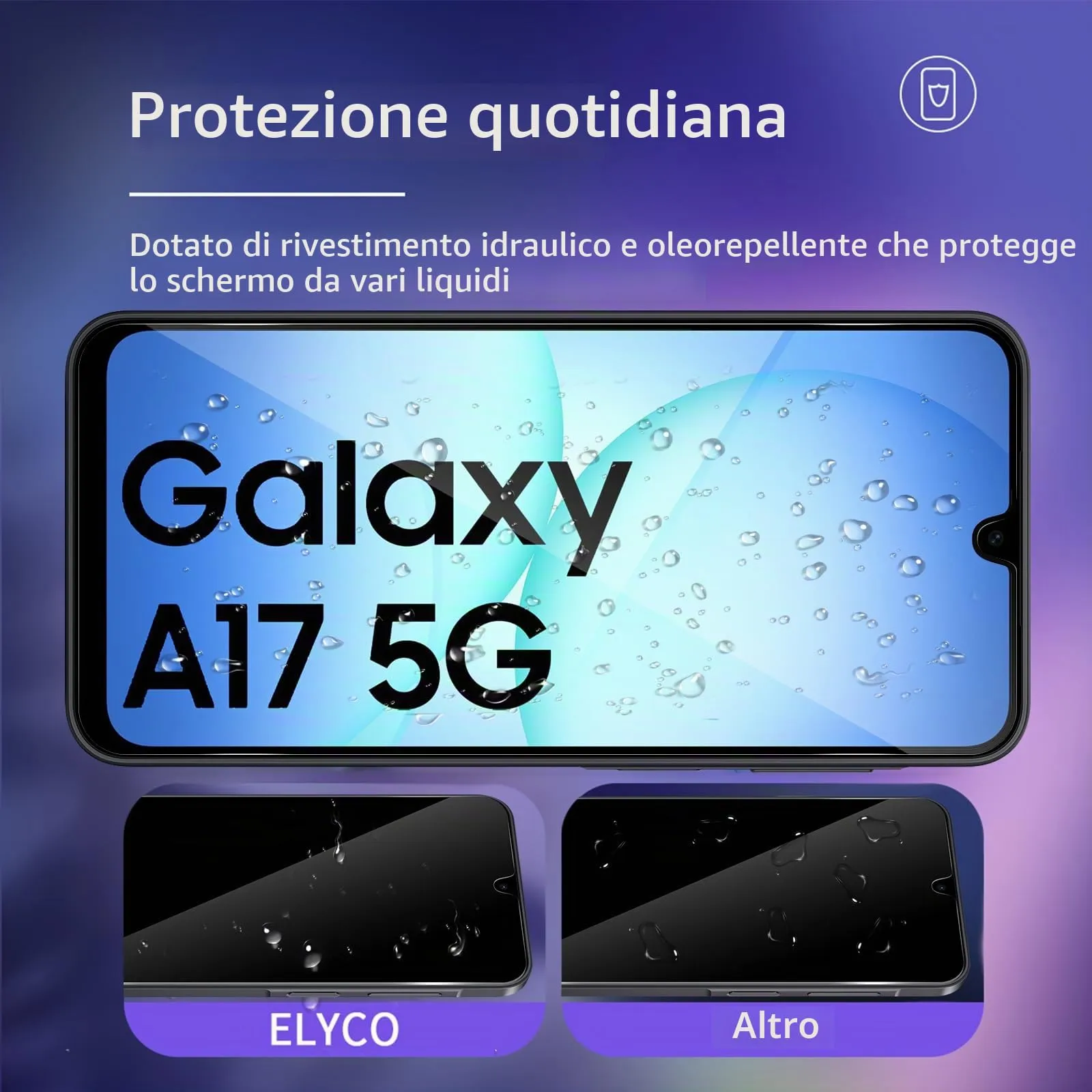 ELYCO Vetro Temperato Privacy per Samsung Galaxy A16/A17 4G/5G, 2 Pezzi - immagine 4