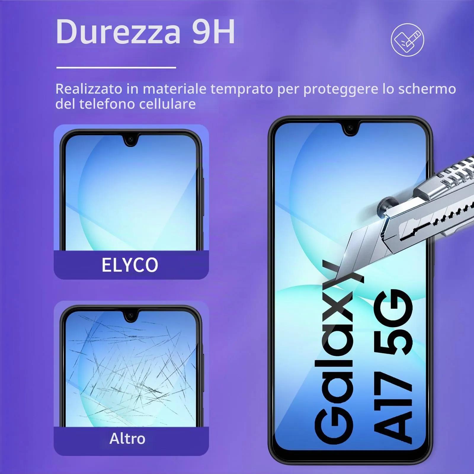 ELYCO Vetro Temperato Privacy per Samsung Galaxy A16/A17 4G/5G, 2 Pezzi - immagine 5