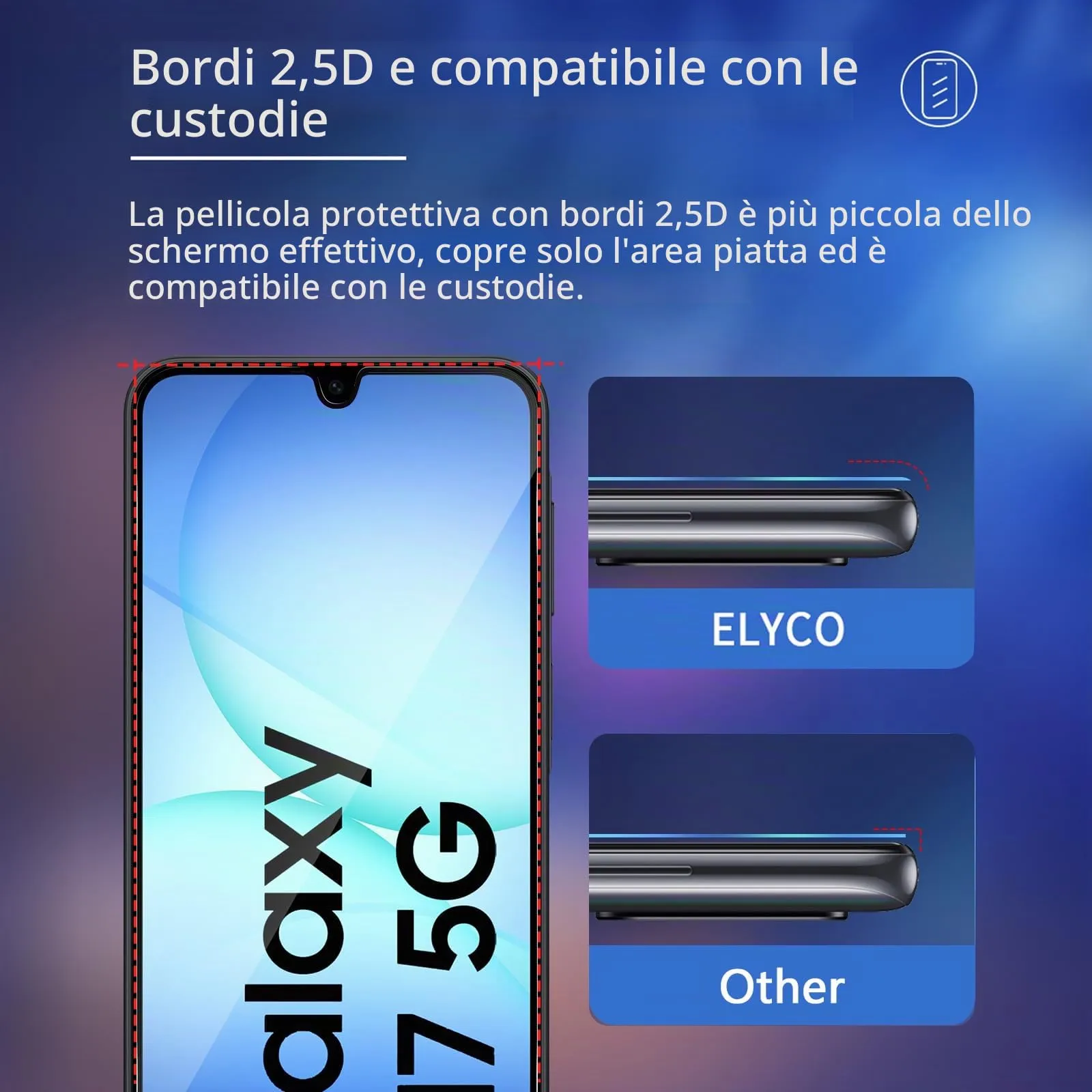 ELYCO Vetro Temperato Privacy per Samsung Galaxy A16/A17 4G/5G, 2 Pezzi - immagine 7
