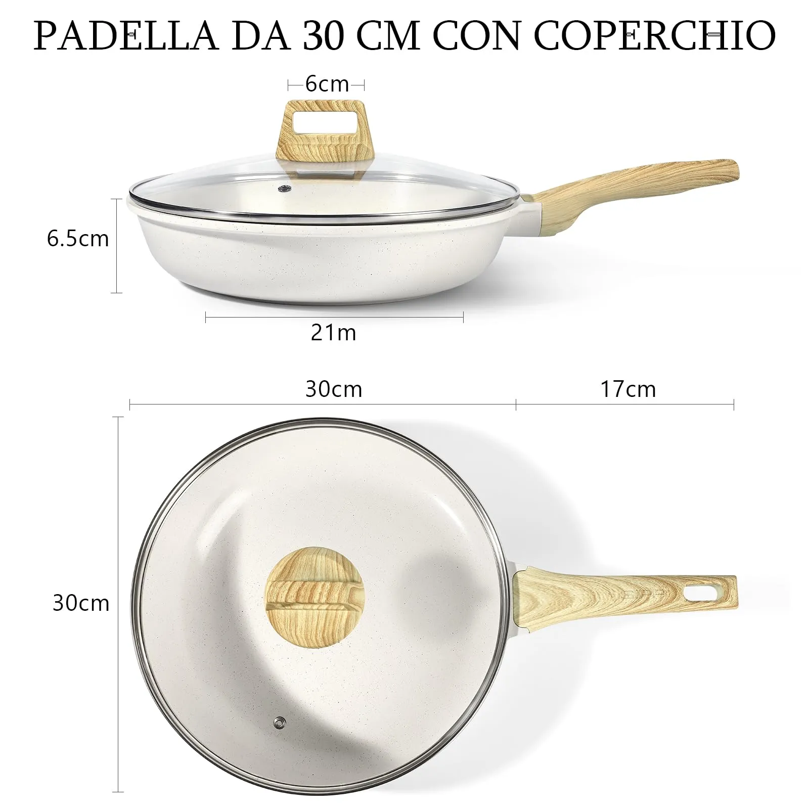 GiPP Padella Antiaderente per Induzione 30cm con Coperchio - immagine 2