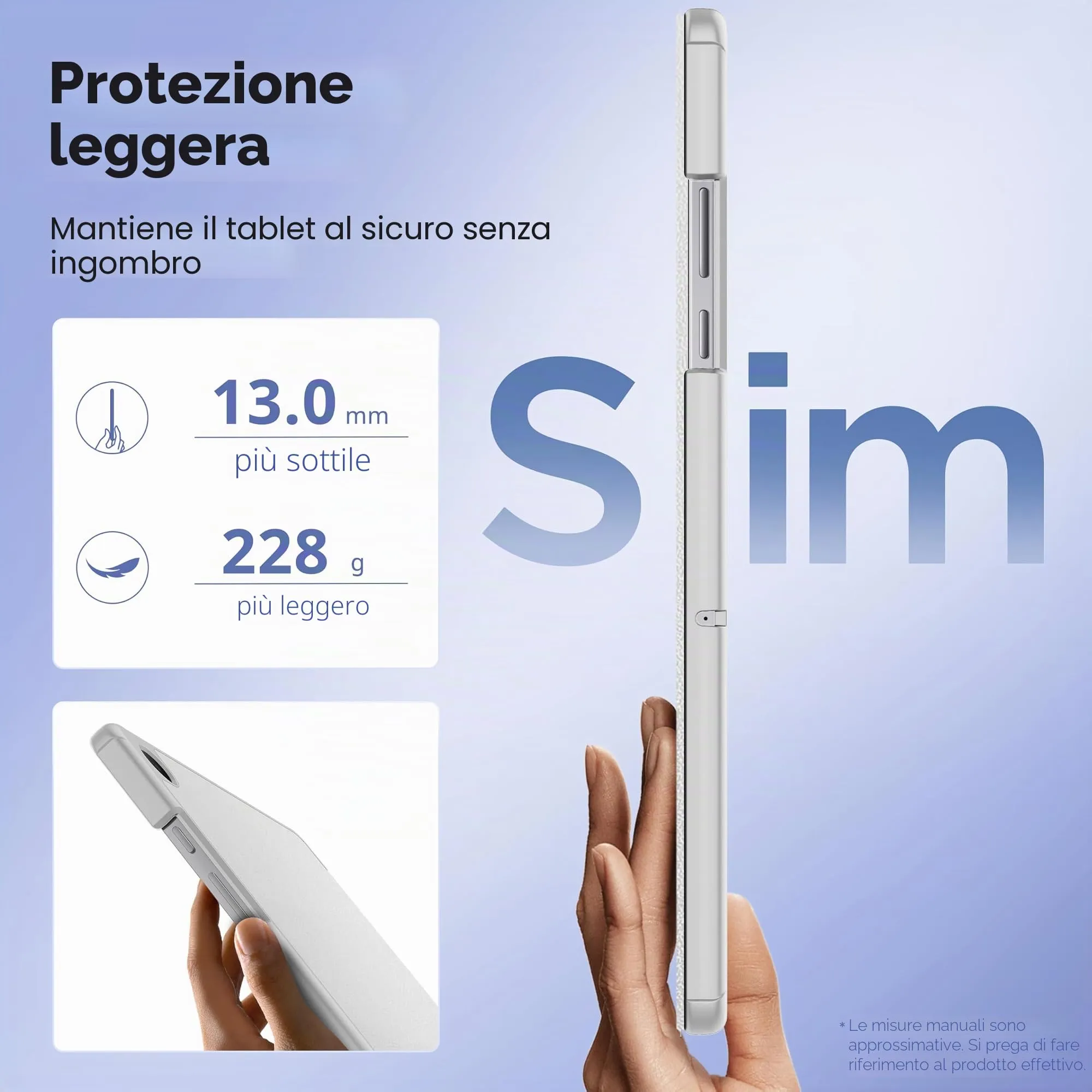 EasyAcc Custodia per Samsung Galaxy Tab A11+ Plus 11 pollici (2025) SM-X236B/SM-X230 - Grigio Chiaro - immagine 5
