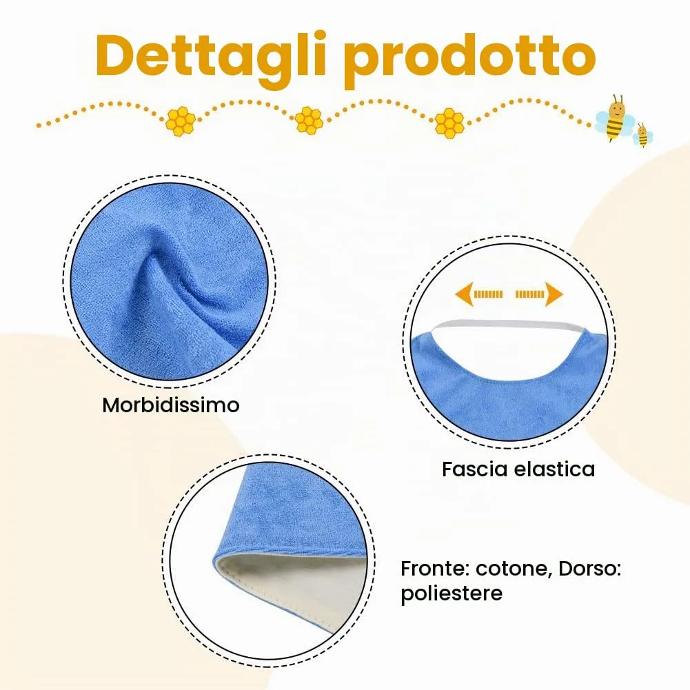 Vicloon Bavaglini in Spugna Impermeabili con Chiusura Elastica, Set da 5 Pezzi, Multicolore - immagine 3